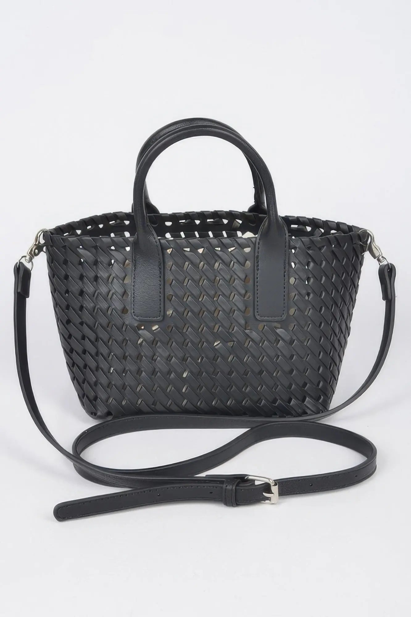 Faux Leather Braided Tote Bag - DressAffection