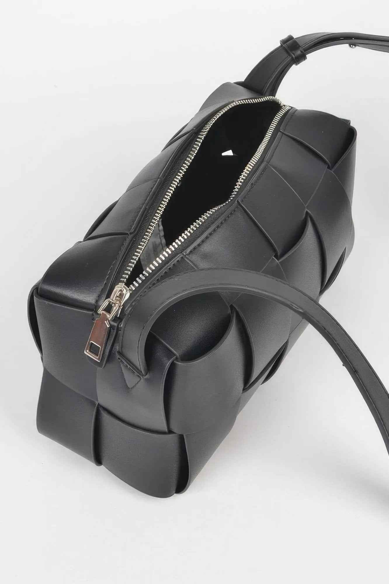 Faux Leather Braided Zip Bag