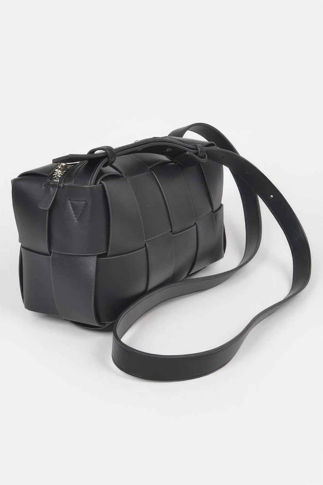 Faux Leather Braided Zip Bag