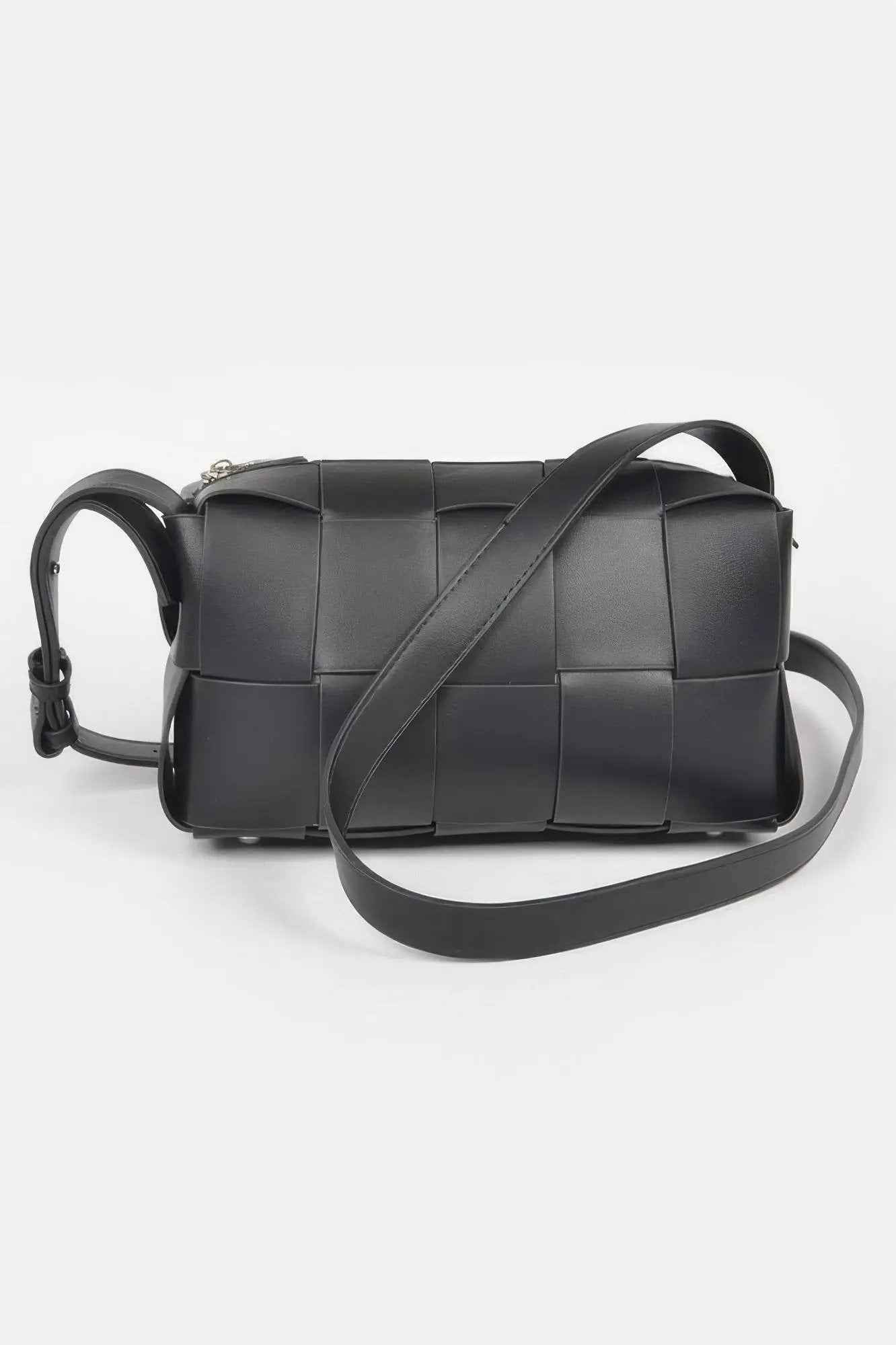 Faux Leather Braided Zip Bag