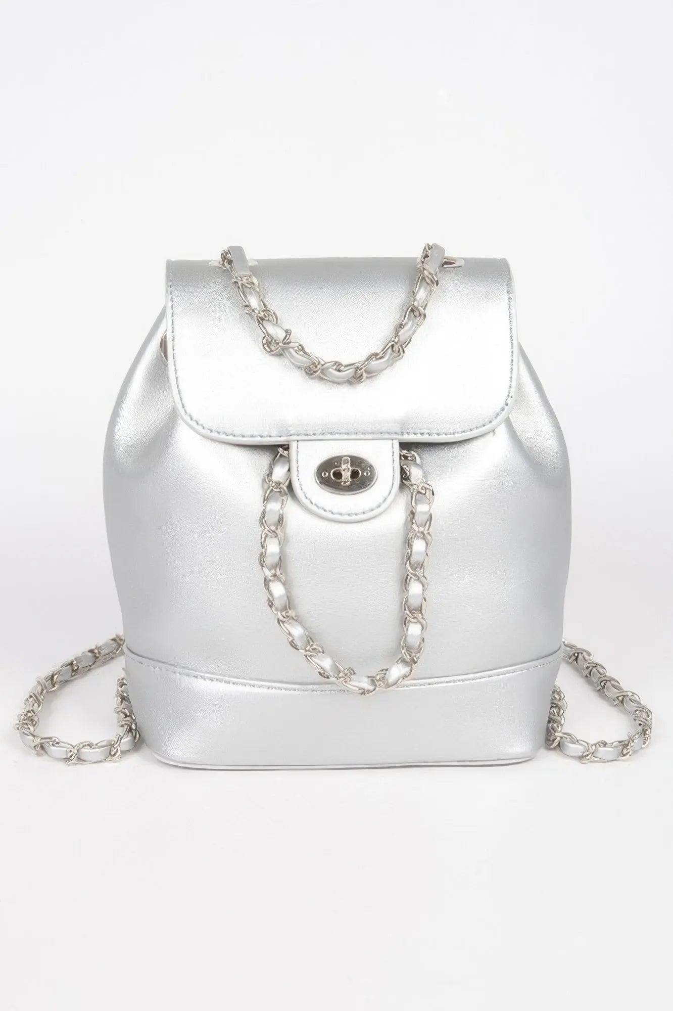 Faux Leather Flap Backpack - DressAffection