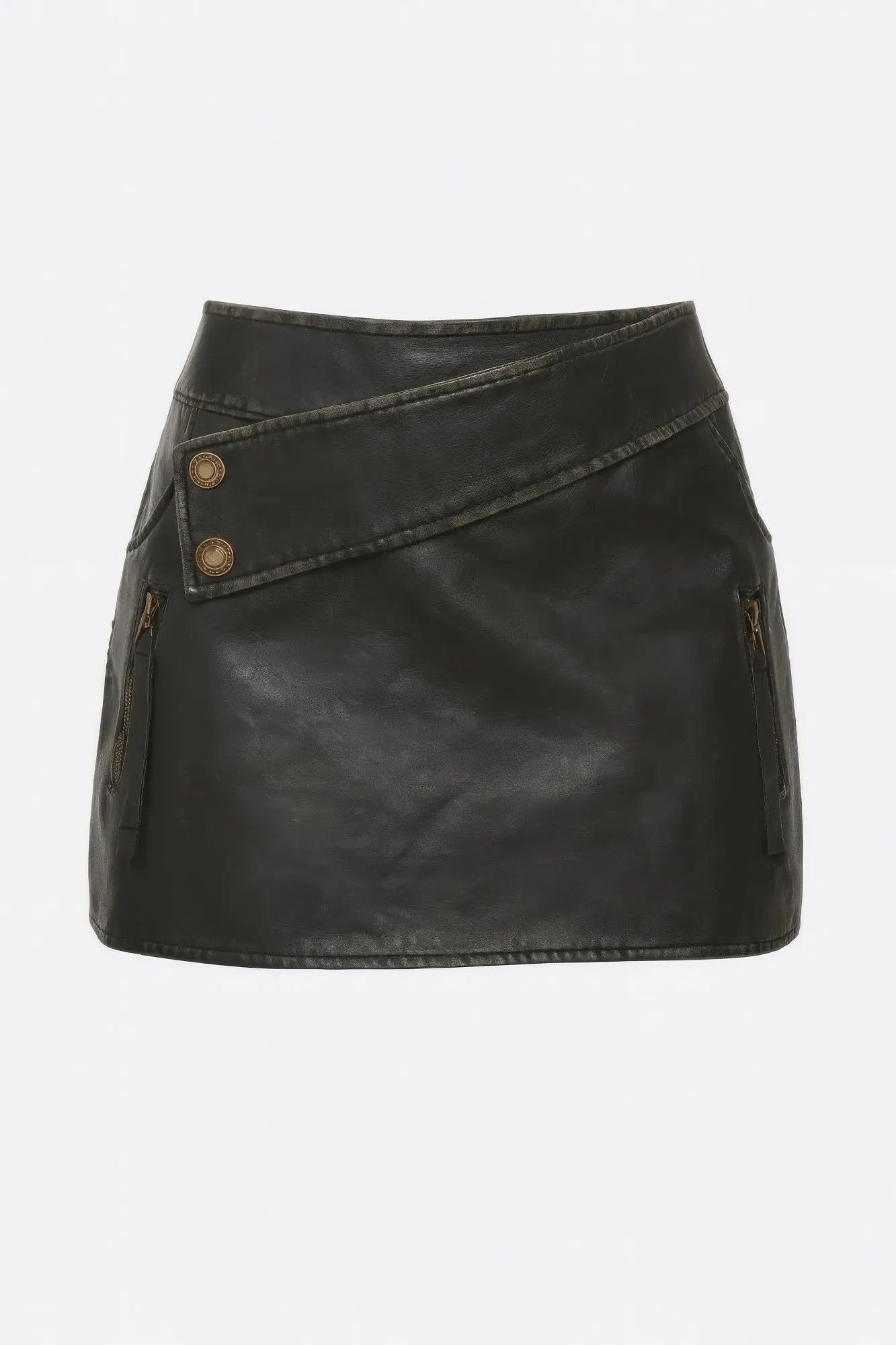 Faux Leather Strap Mini Skirt - DressAffection