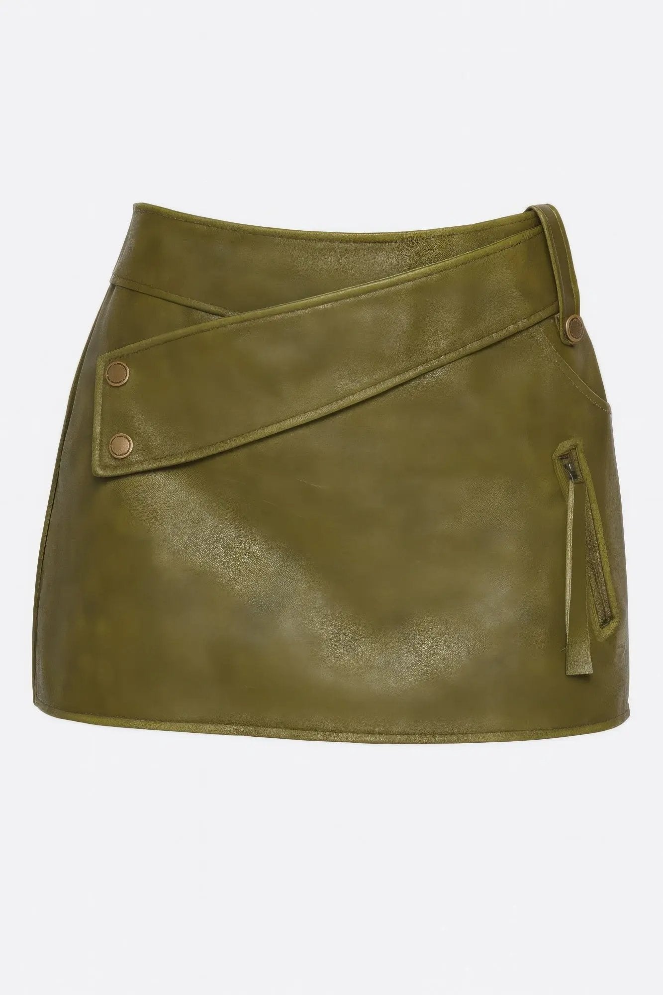Faux Leather Strap Mini Skirt - DressAffection