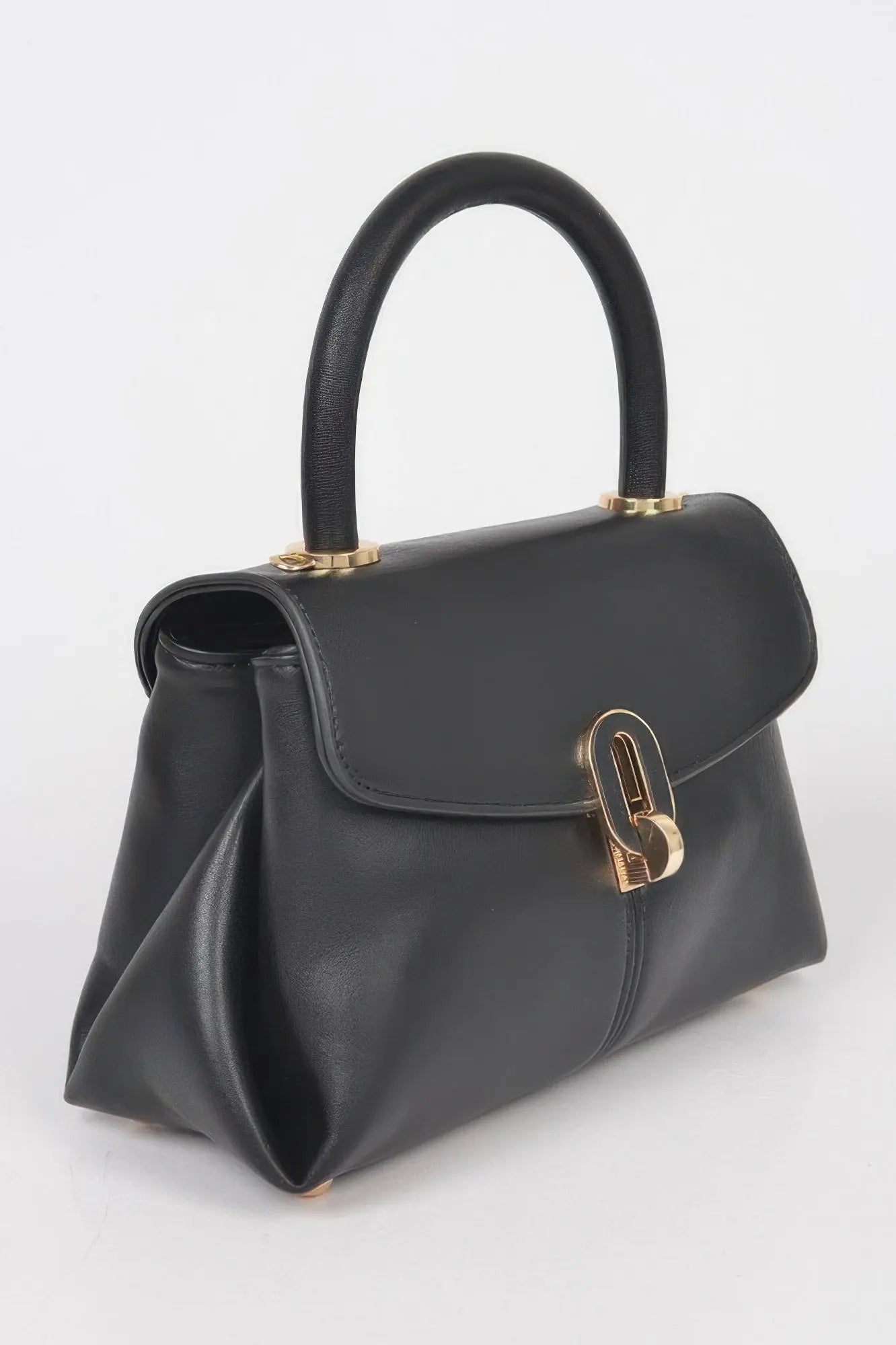 Faux Leather Top Handle Bag - DressAffection
