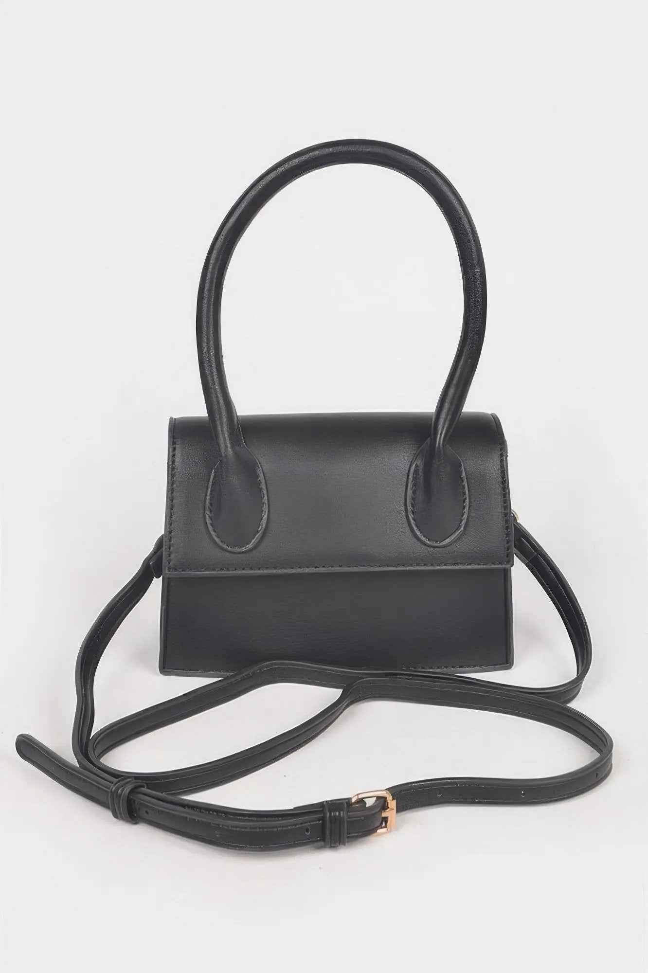 Faux Leather Top Handle Bag