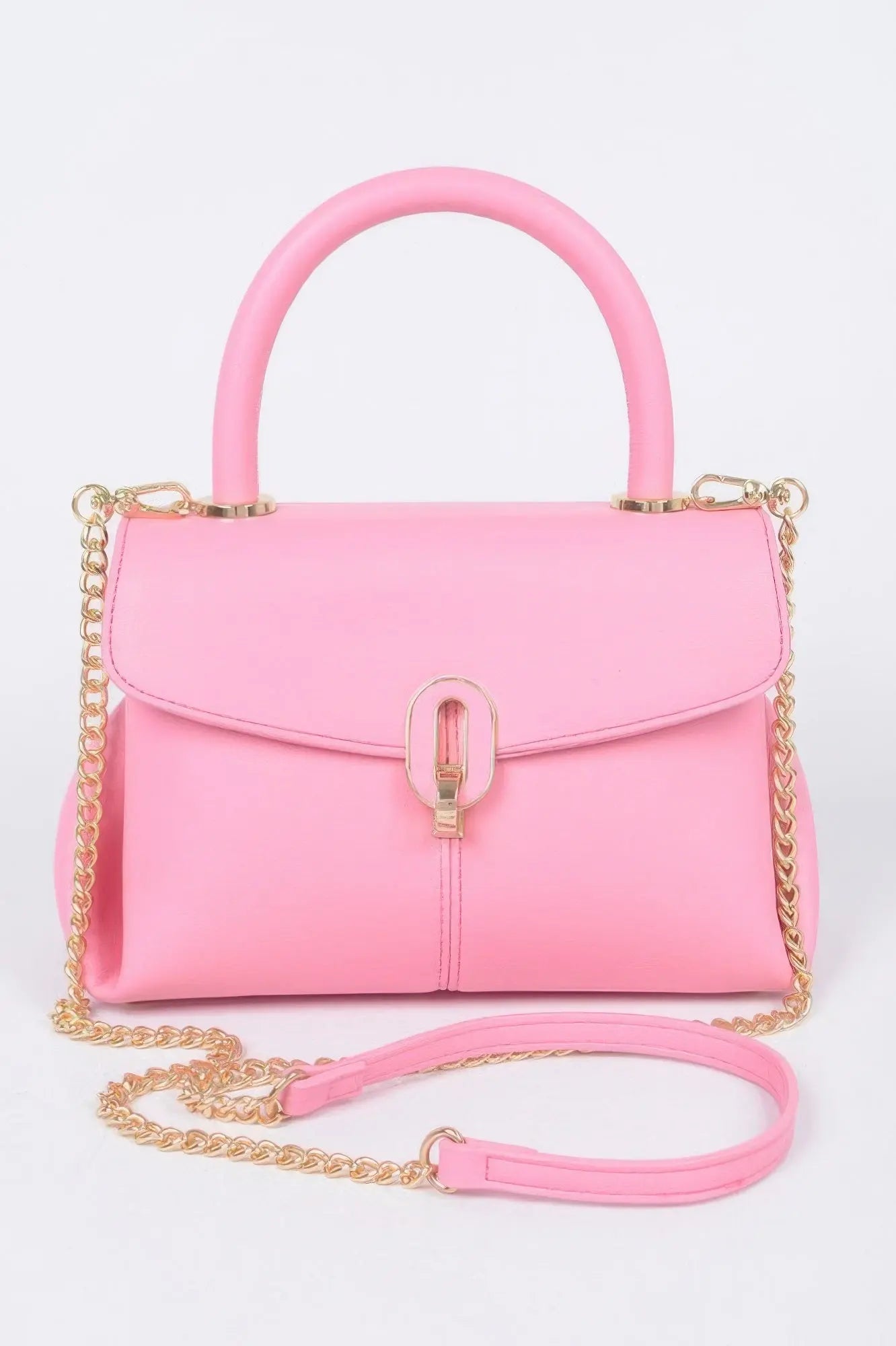 Faux Leather Top Handle Bag - DressAffection