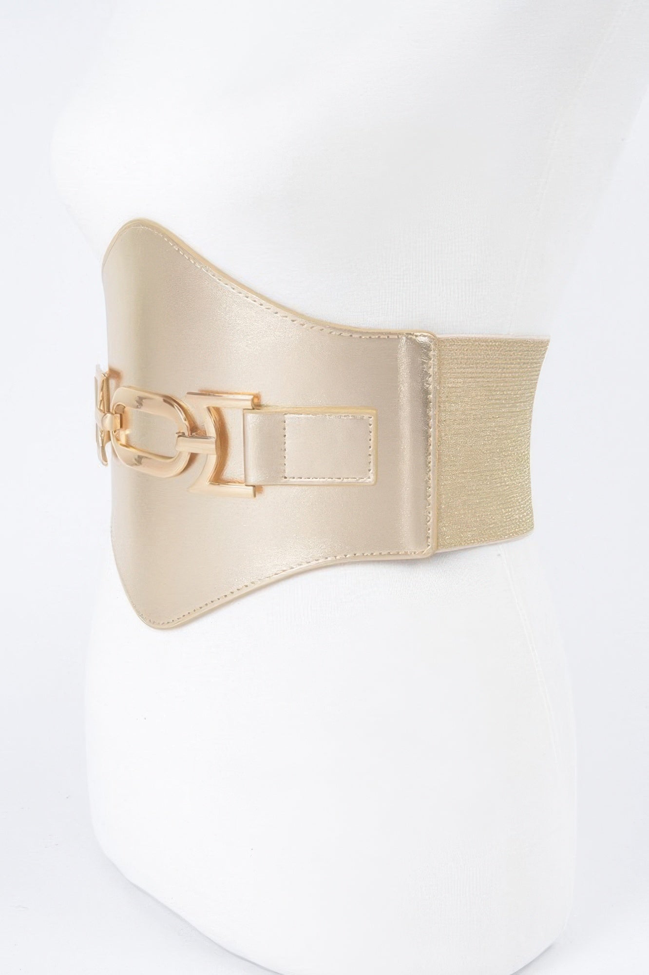 Faux Leather Wide Elastic Plus Size Belt - DressAffection