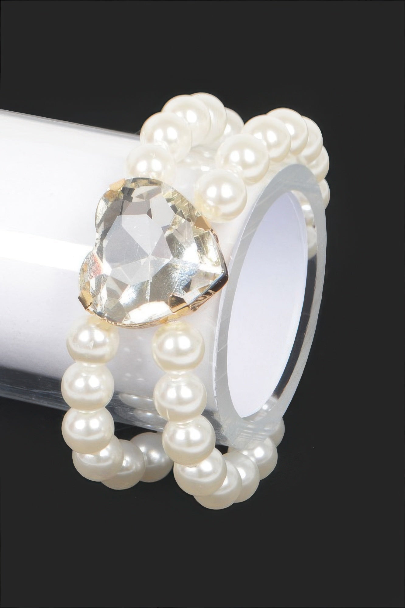 Faux Pearl Stone Elastic Bracelet - DressAffection