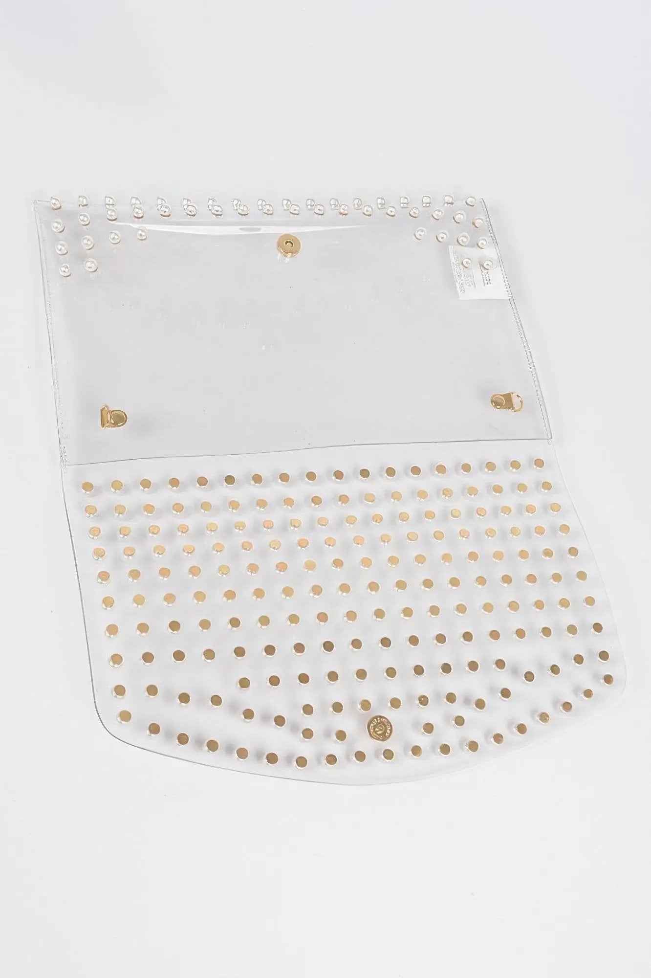 Faux Pearl Studded Transparent Envelope Clutch