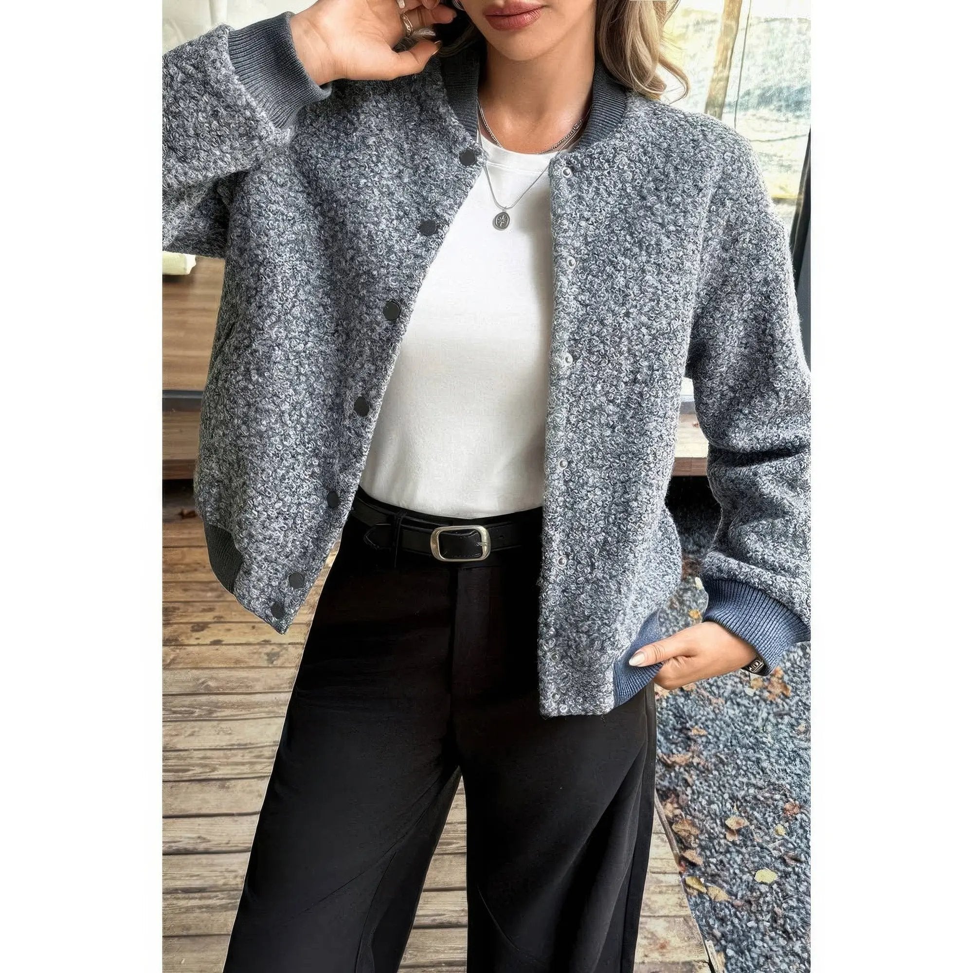 Faux Sherpa Fuzzy Teddy Bomber Jacket - DressAffection