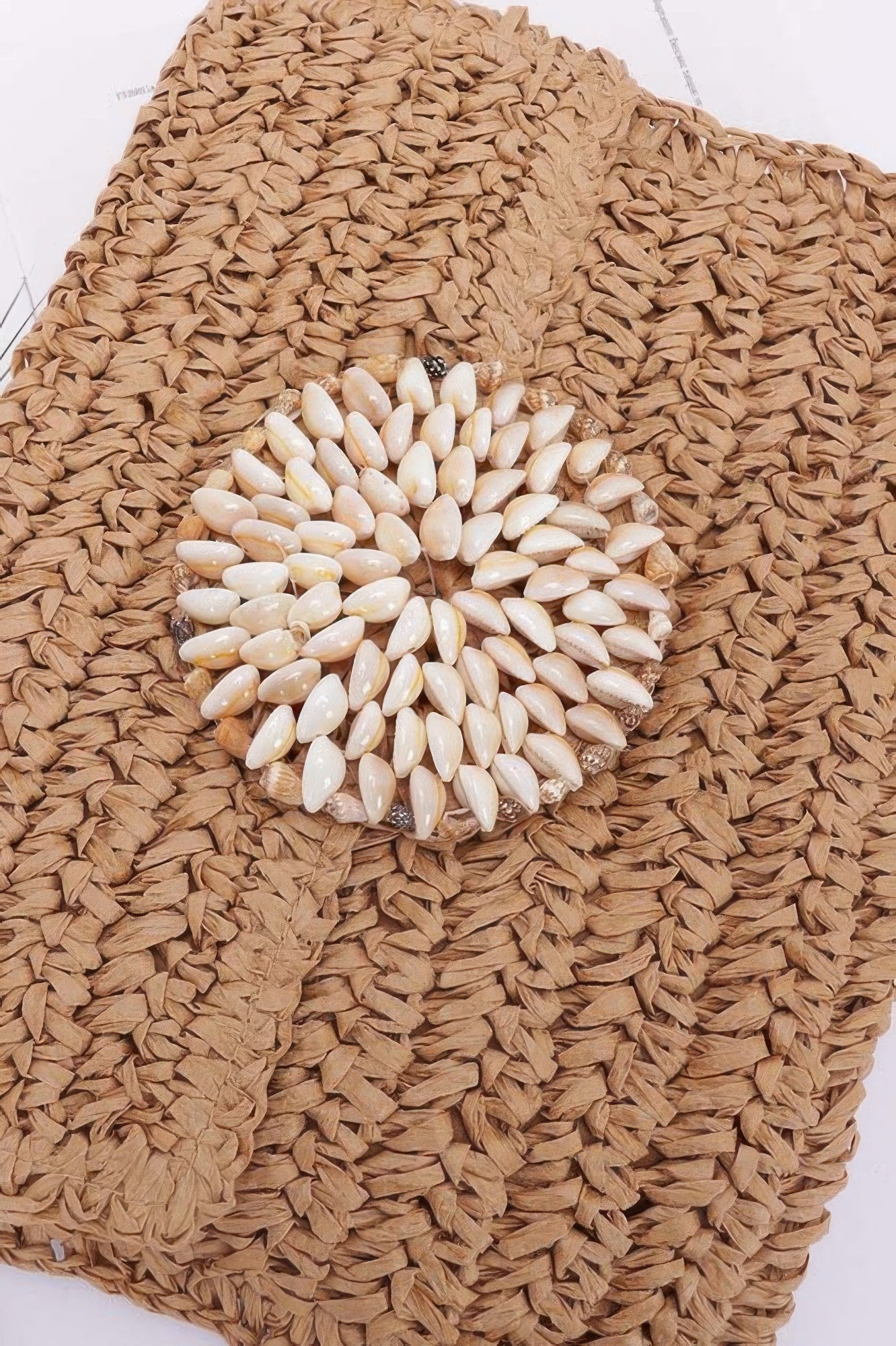 Faux Straw Multi Shell Front Flap Clutch - DressAffection