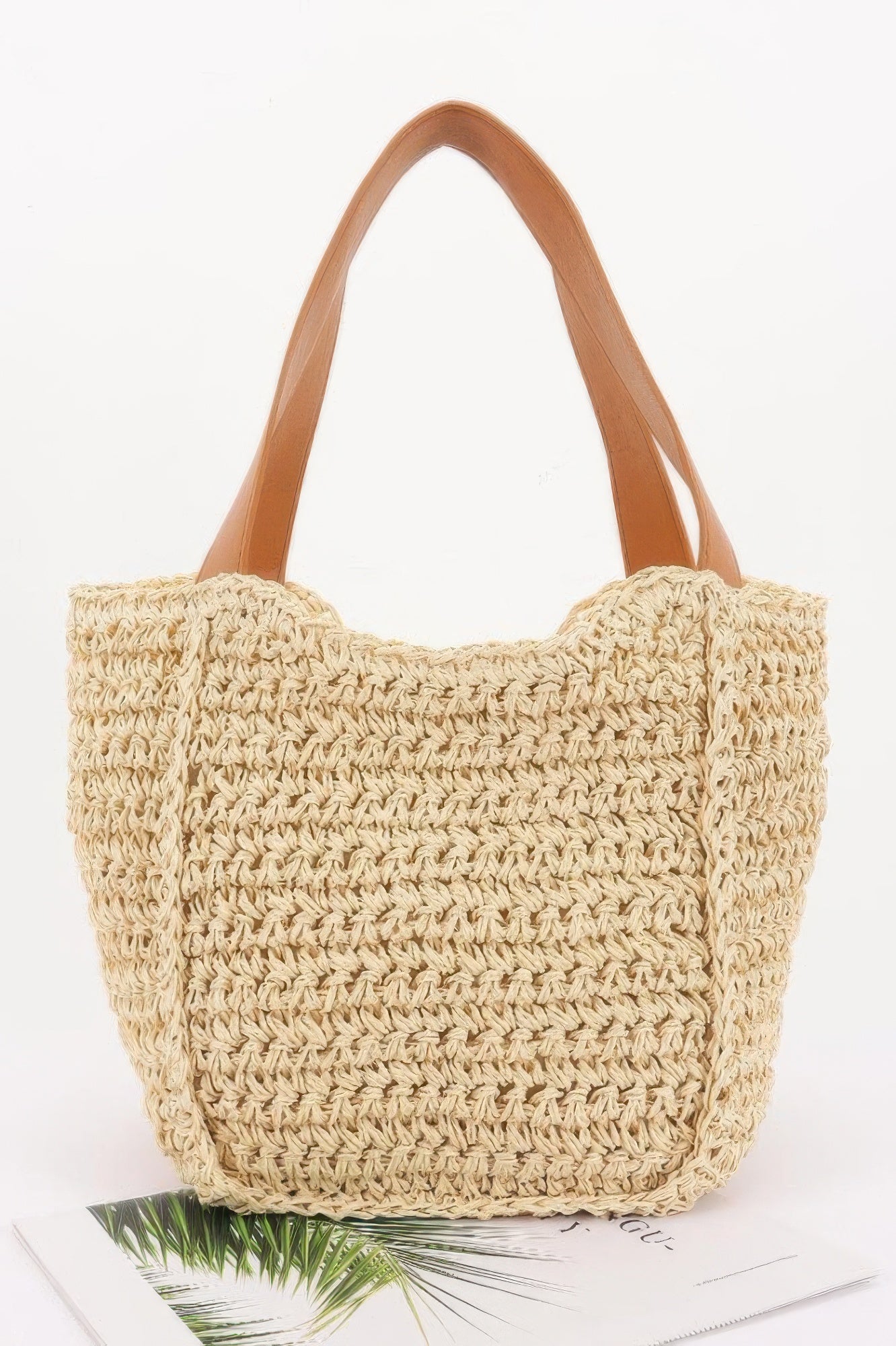 Faux Straw Ribbon Tote Bag - DressAffection