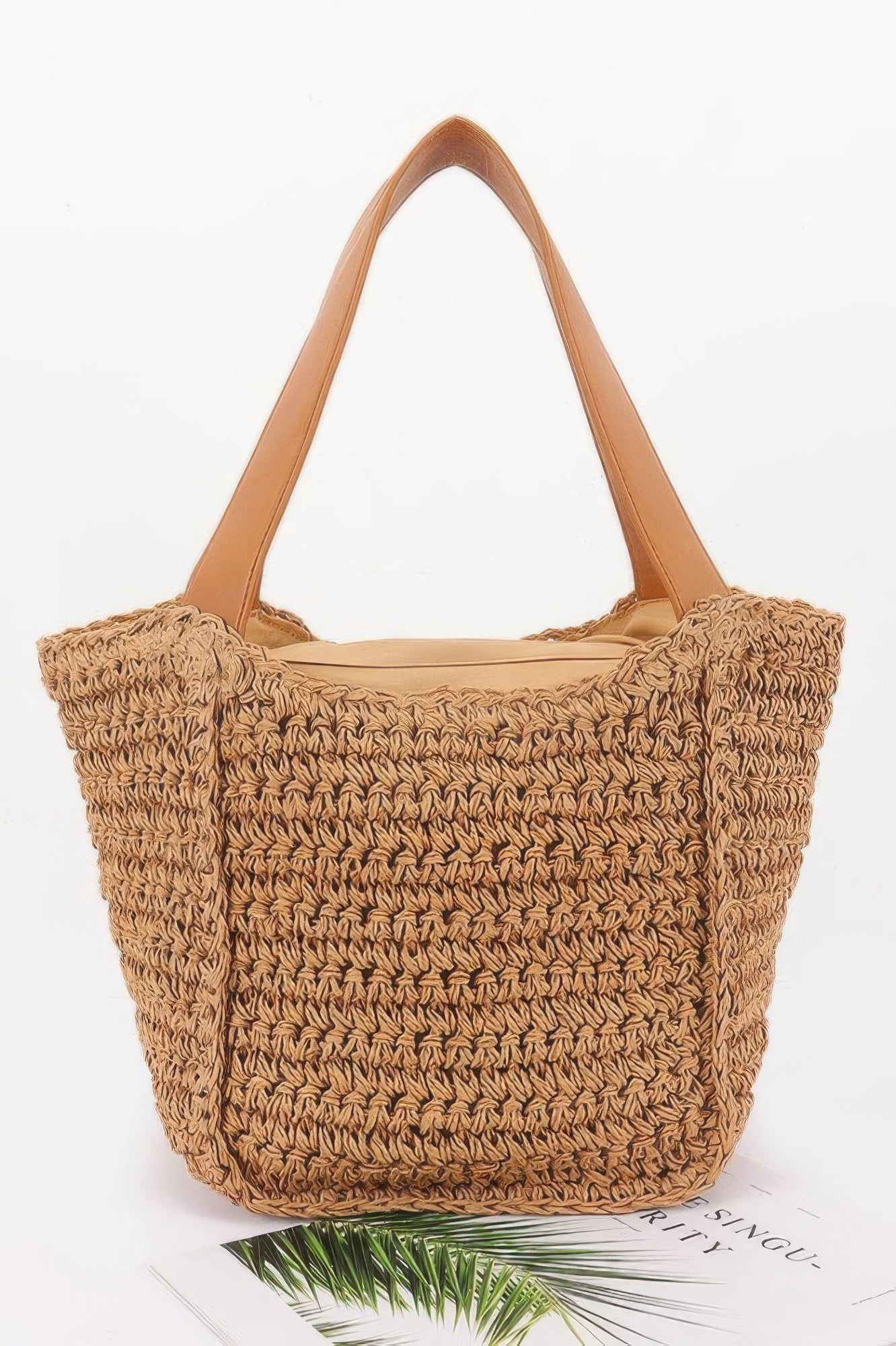 Faux Straw Ribbon Tote Bag - DressAffection