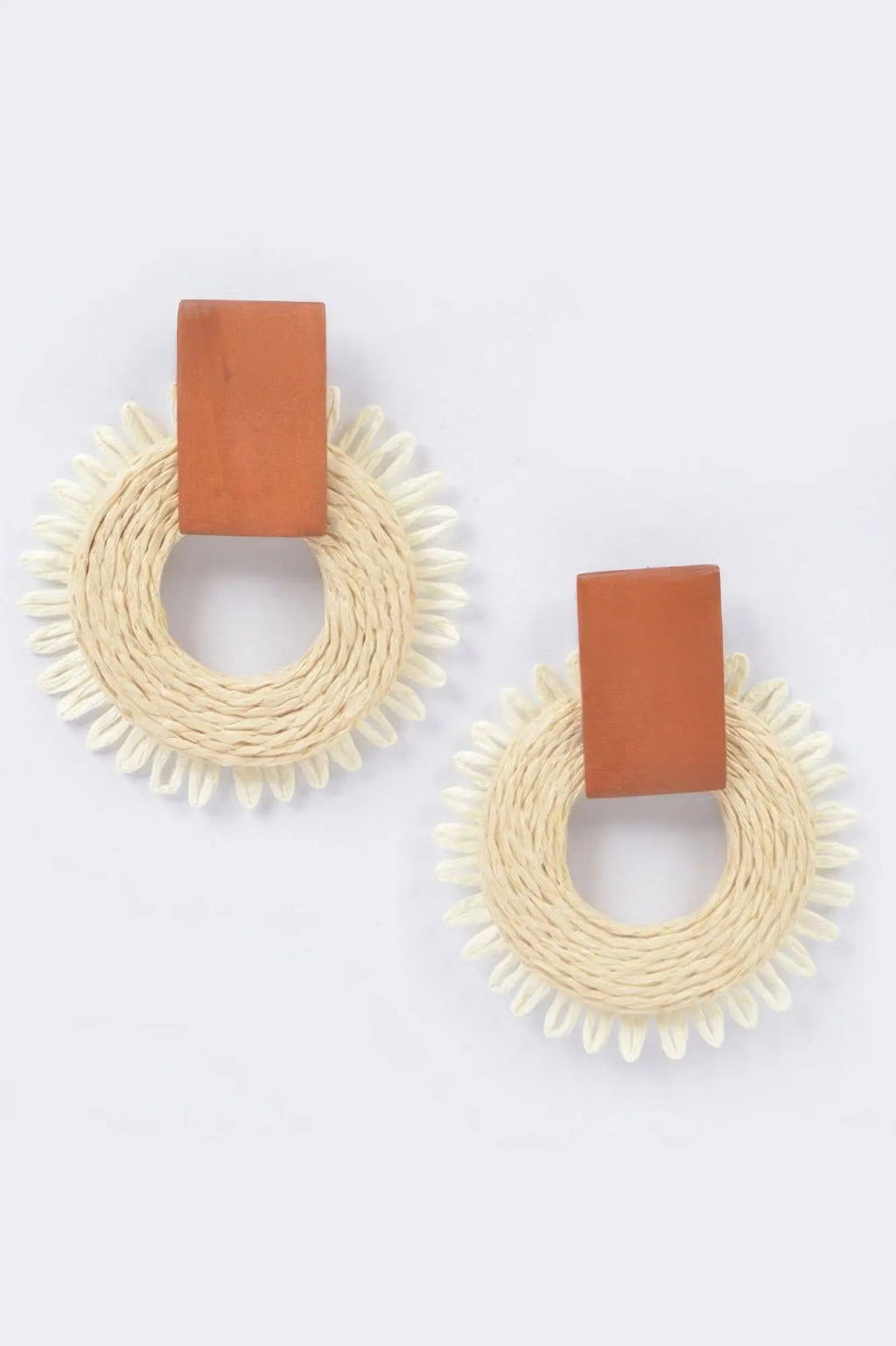 Faux Straw Round Earring - DressAffection