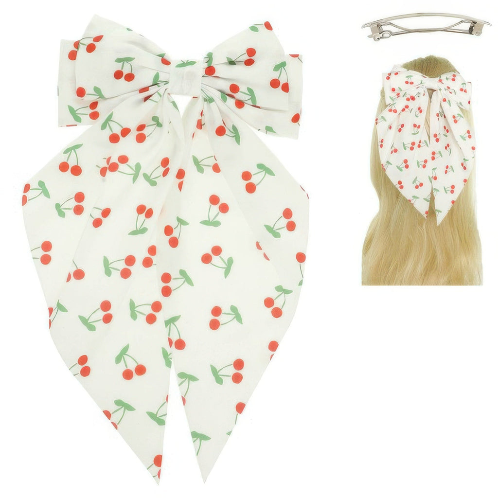 Floral Cherry Design Barrette Hair Clip - DressAffection