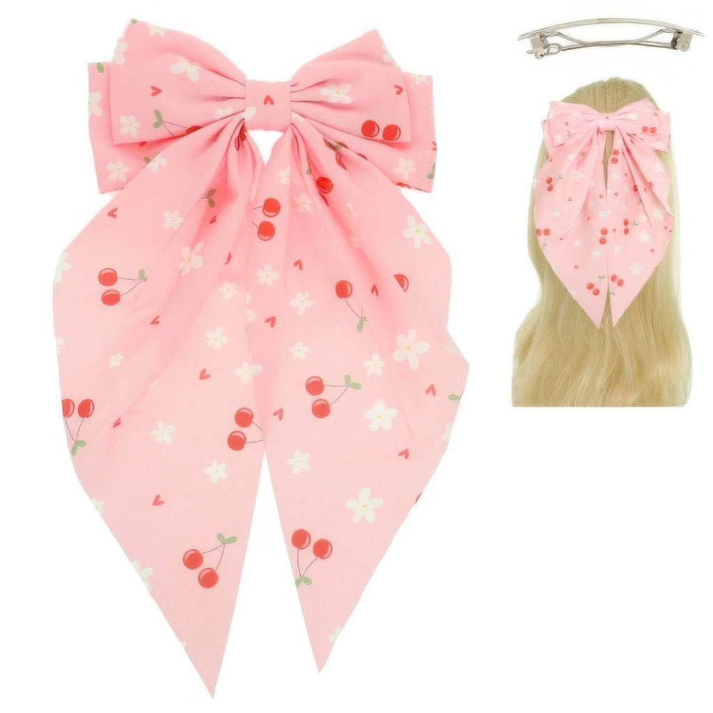 Floral Cherry Design Barrette Hair Clip - DressAffection