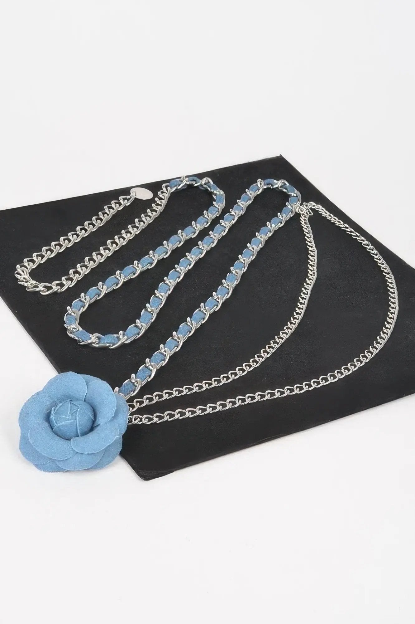 Flower Metal Double Layered Plus Size Chain Belt - DressAffection