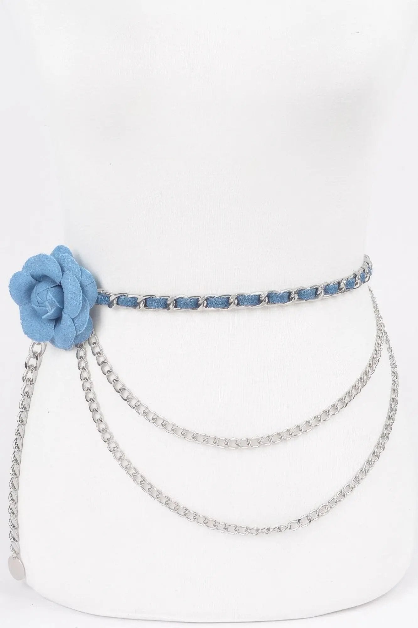 Flower Metal Double Layered Plus Size Chain Belt - DressAffection