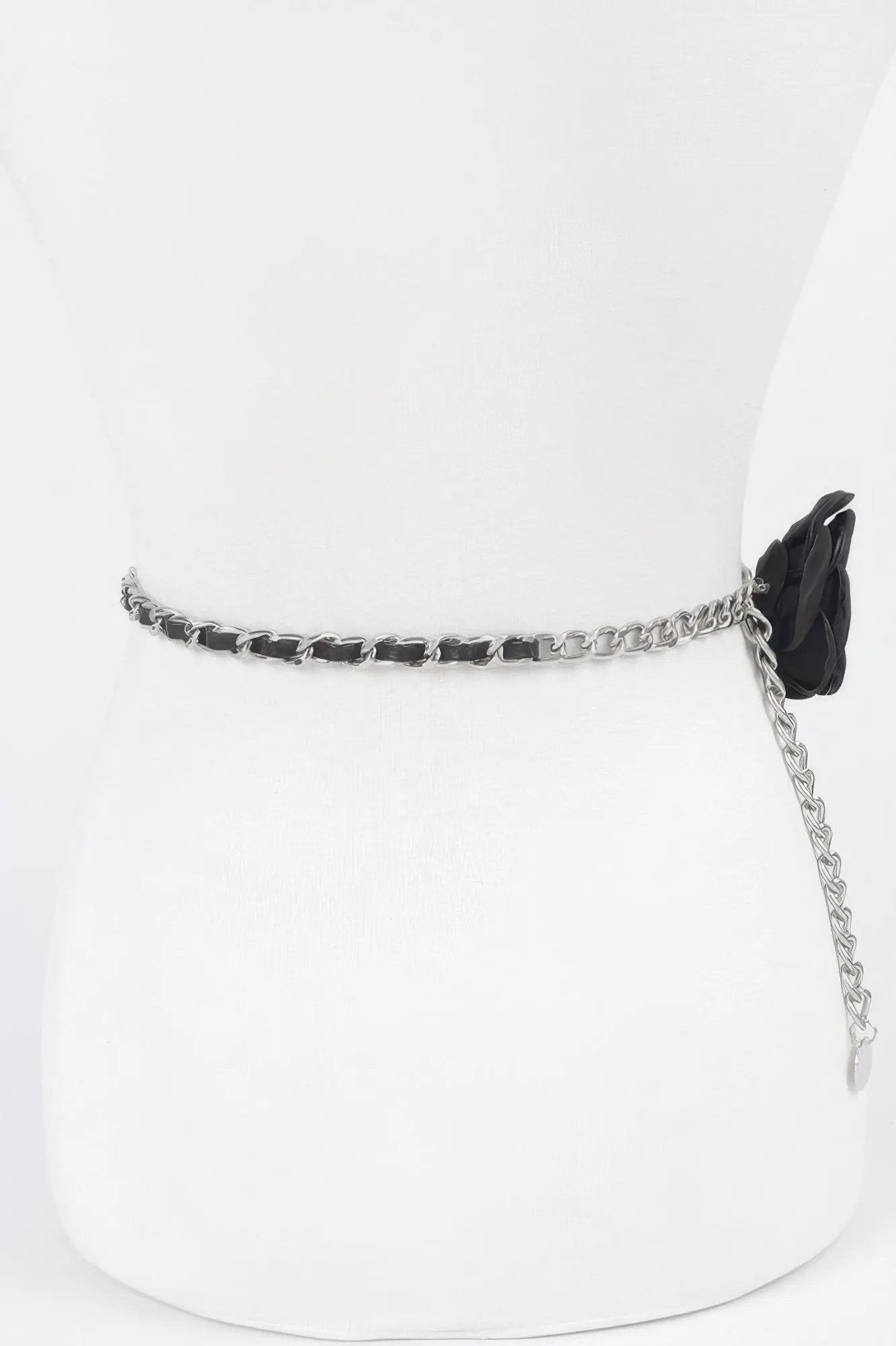 Flower Metal Double Layered Plus Size Chain Belt - DressAffection