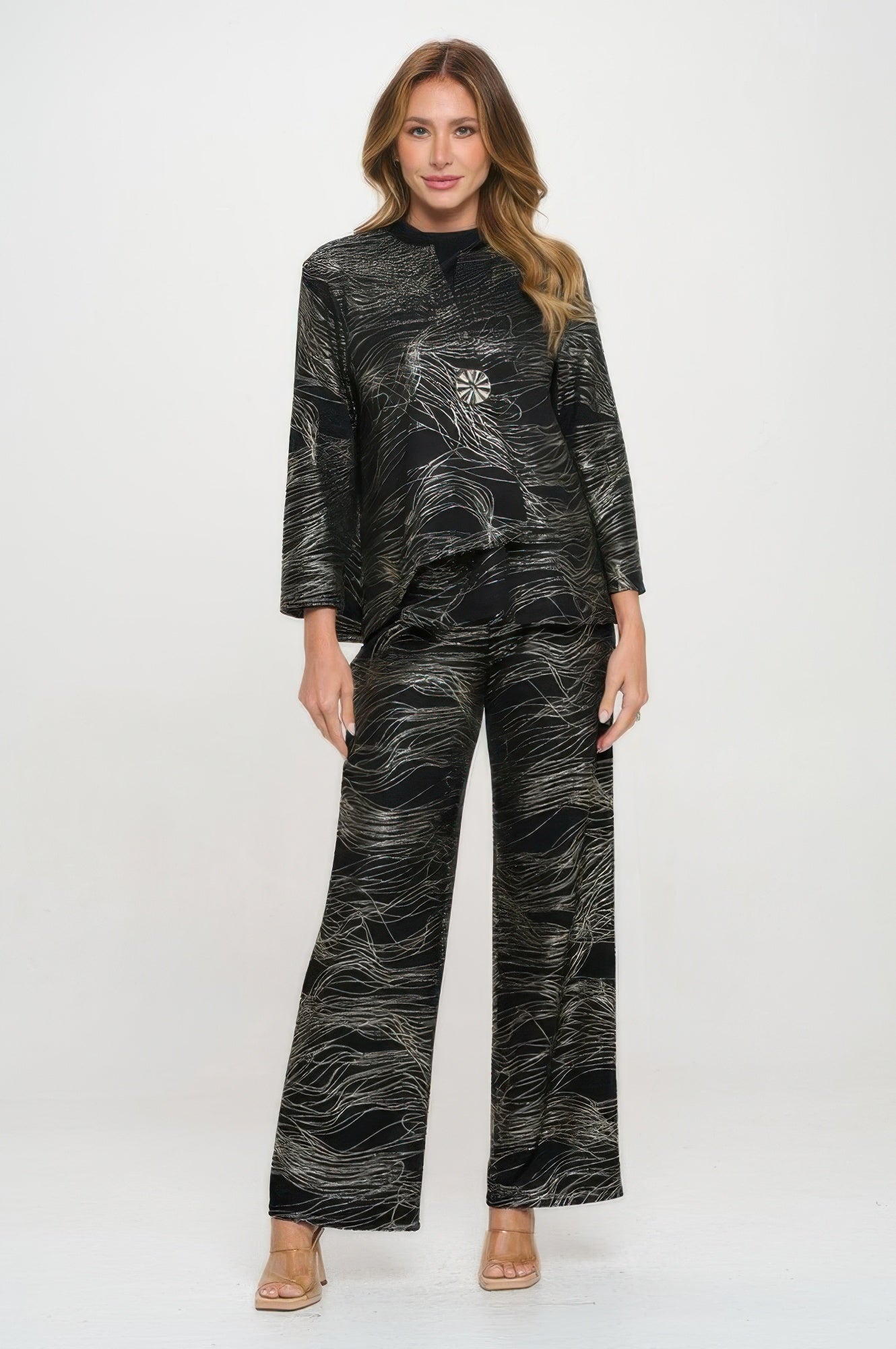 Fukuro Jacquard Button Jacket W/foil - DressAffection