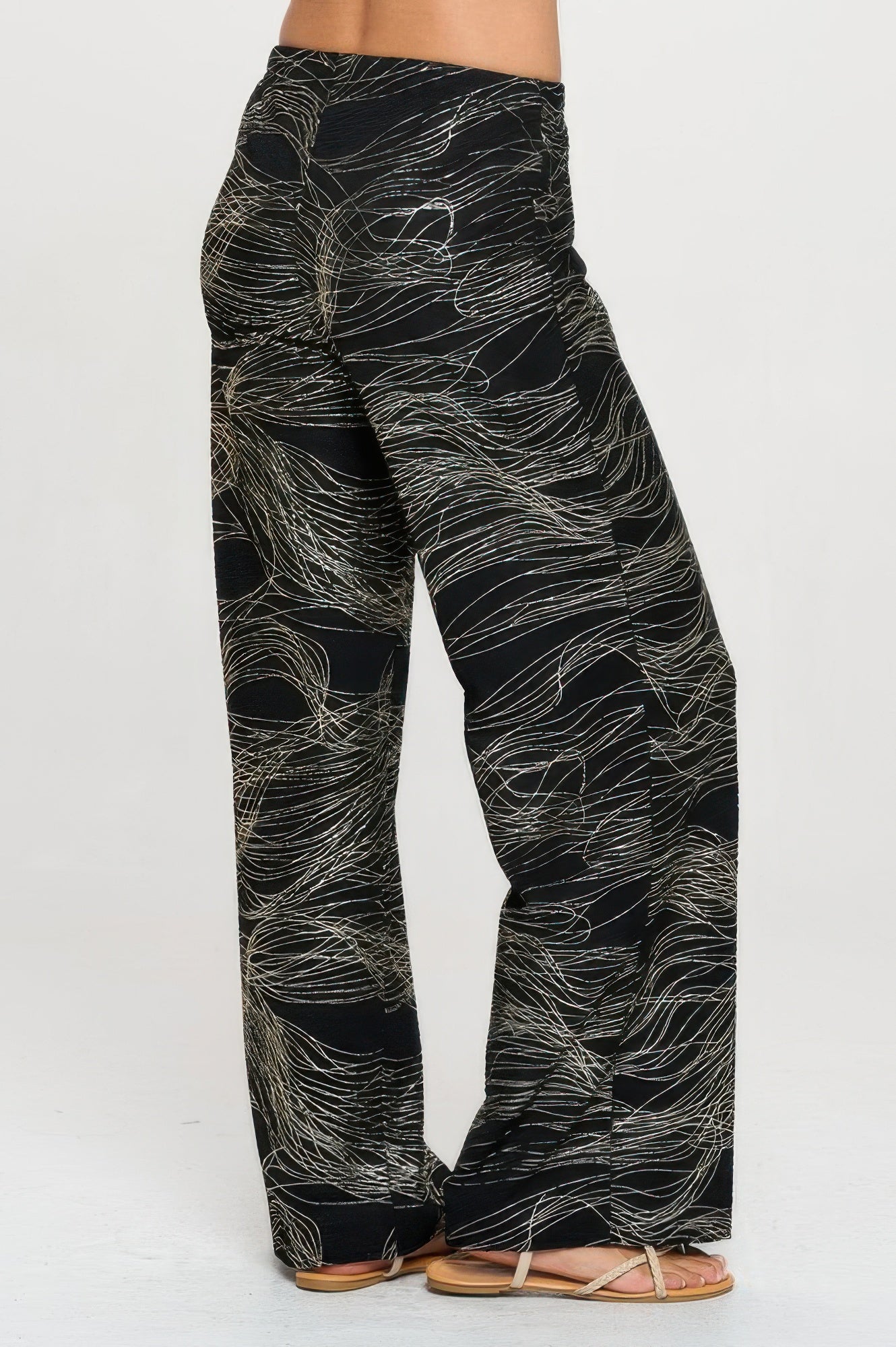 Fukuro Jacquard Wide Leg Pants W/foil - DressAffection