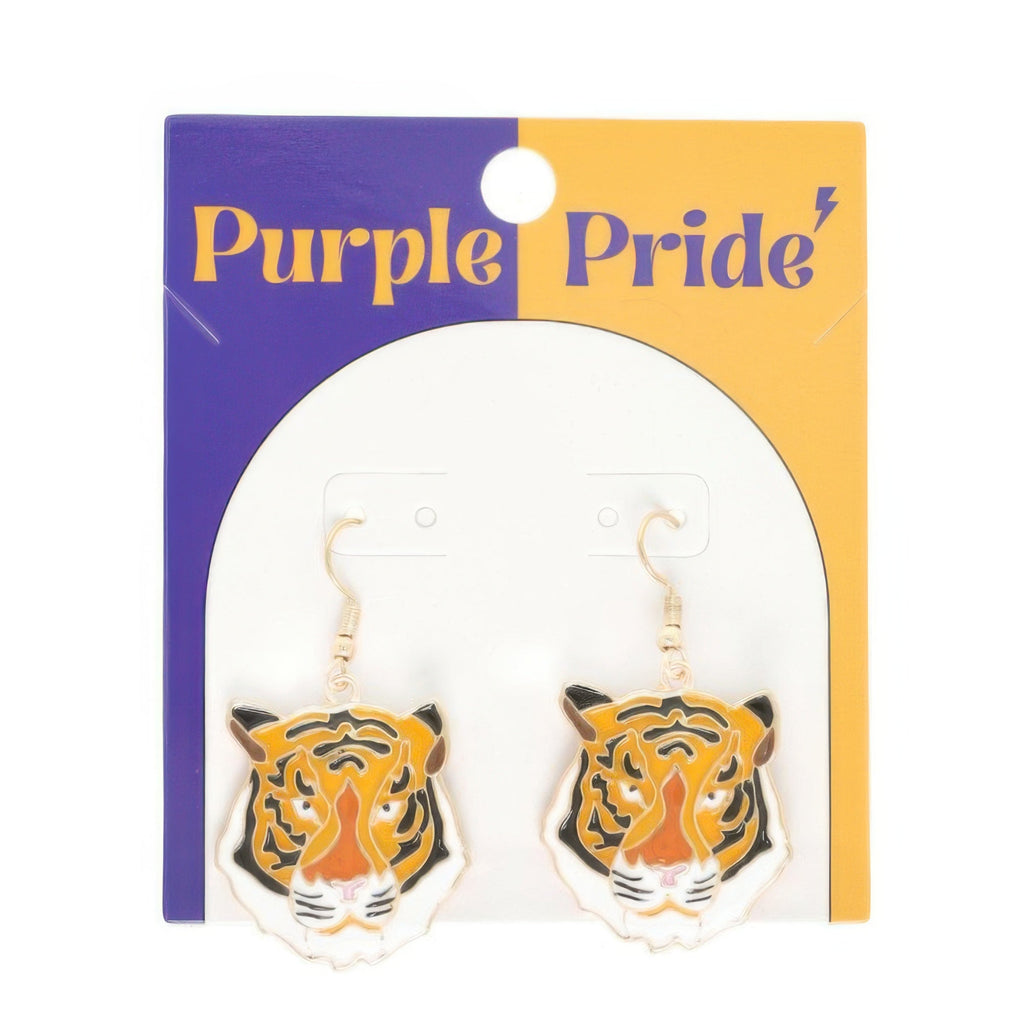 Game Day Tiger Dangle Earrings - DressAffection