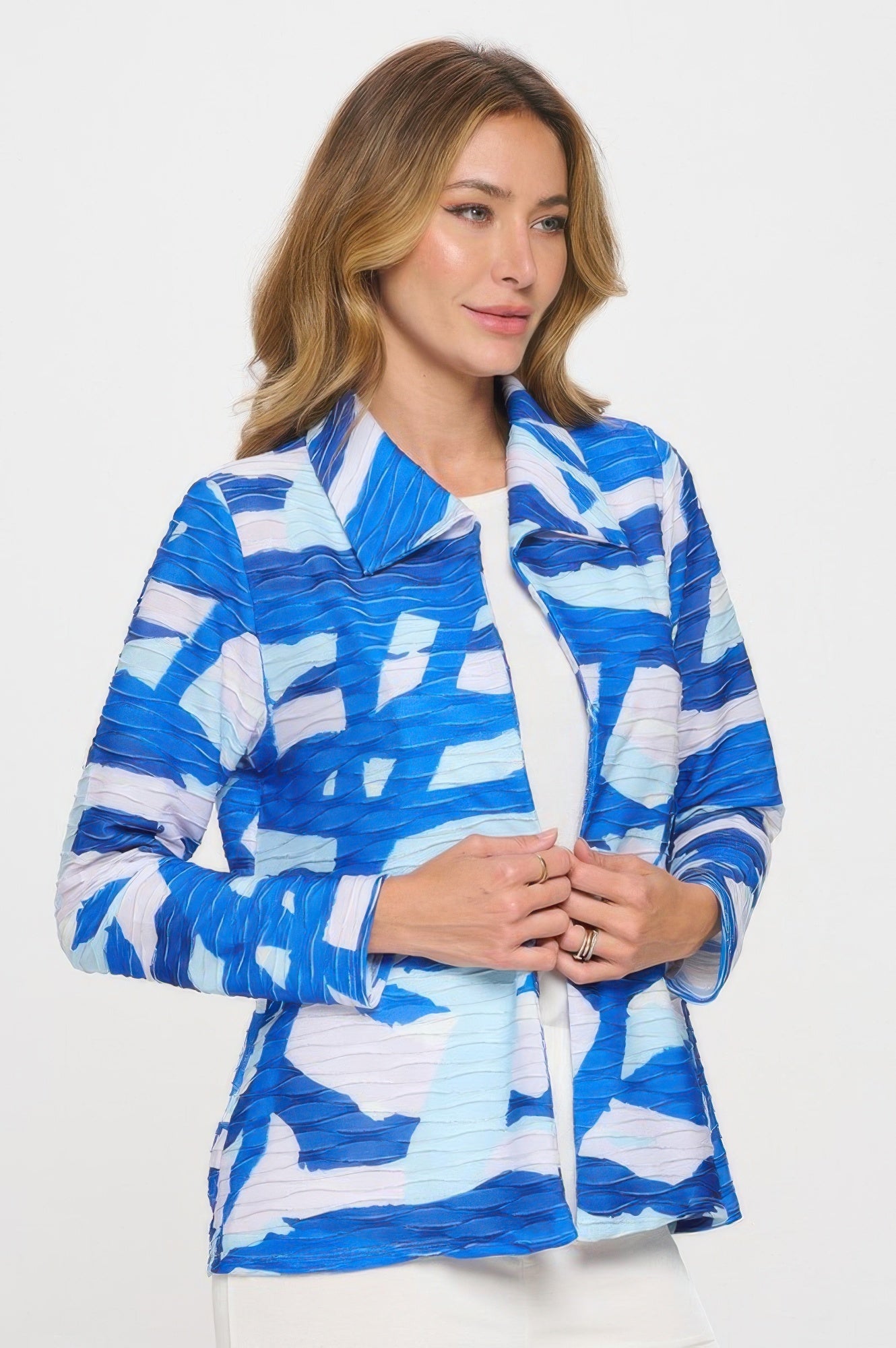 Glitter Wave Digital Print Jacket - DressAffection