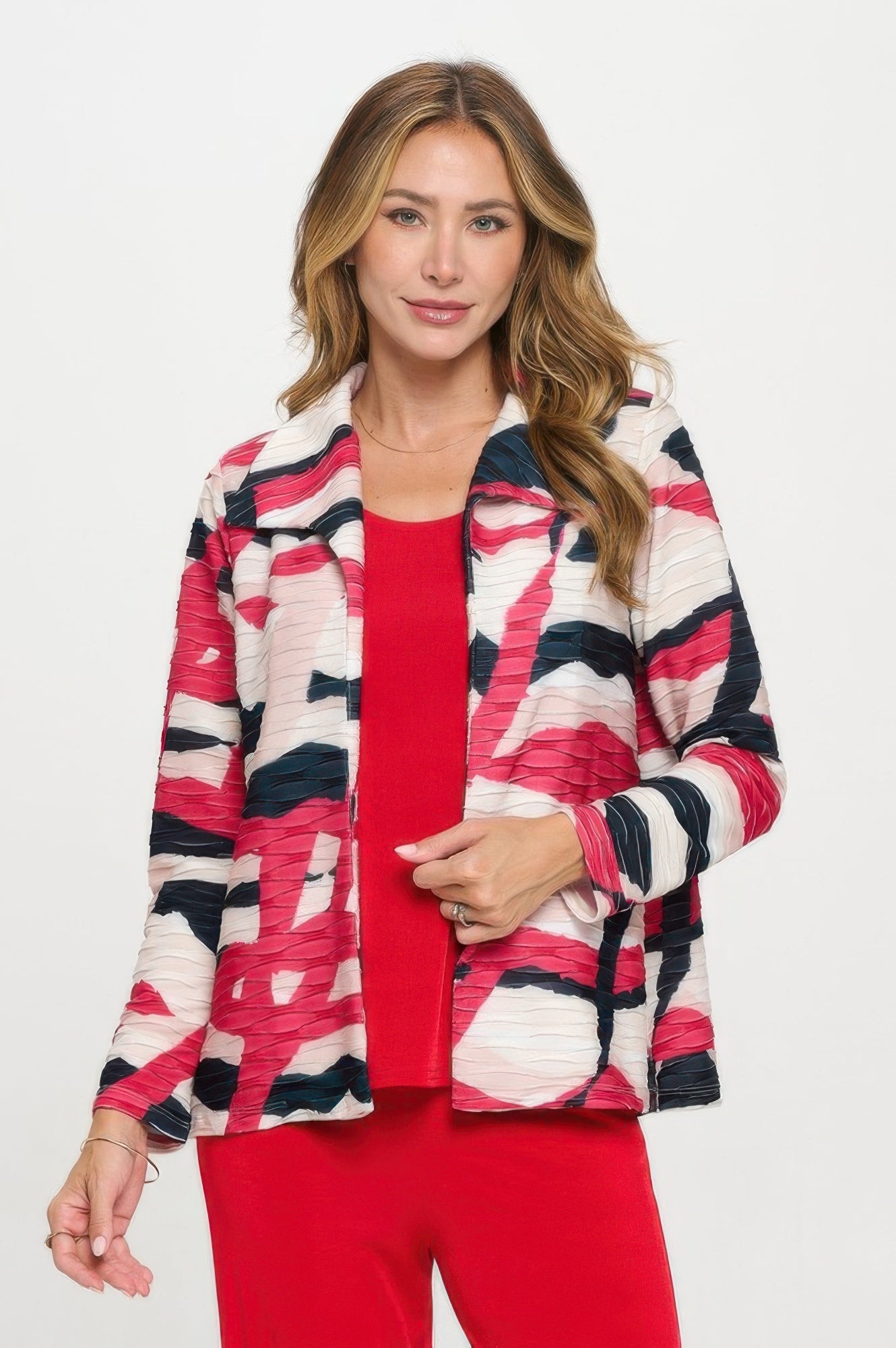 Glitter Wave Digital Print Jacket - DressAffection