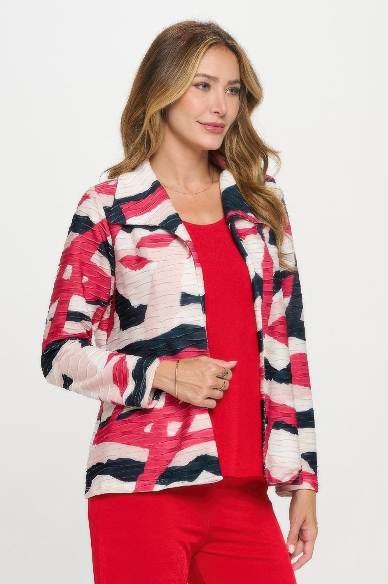 Glitter Wave Digital Print Jacket - DressAffection