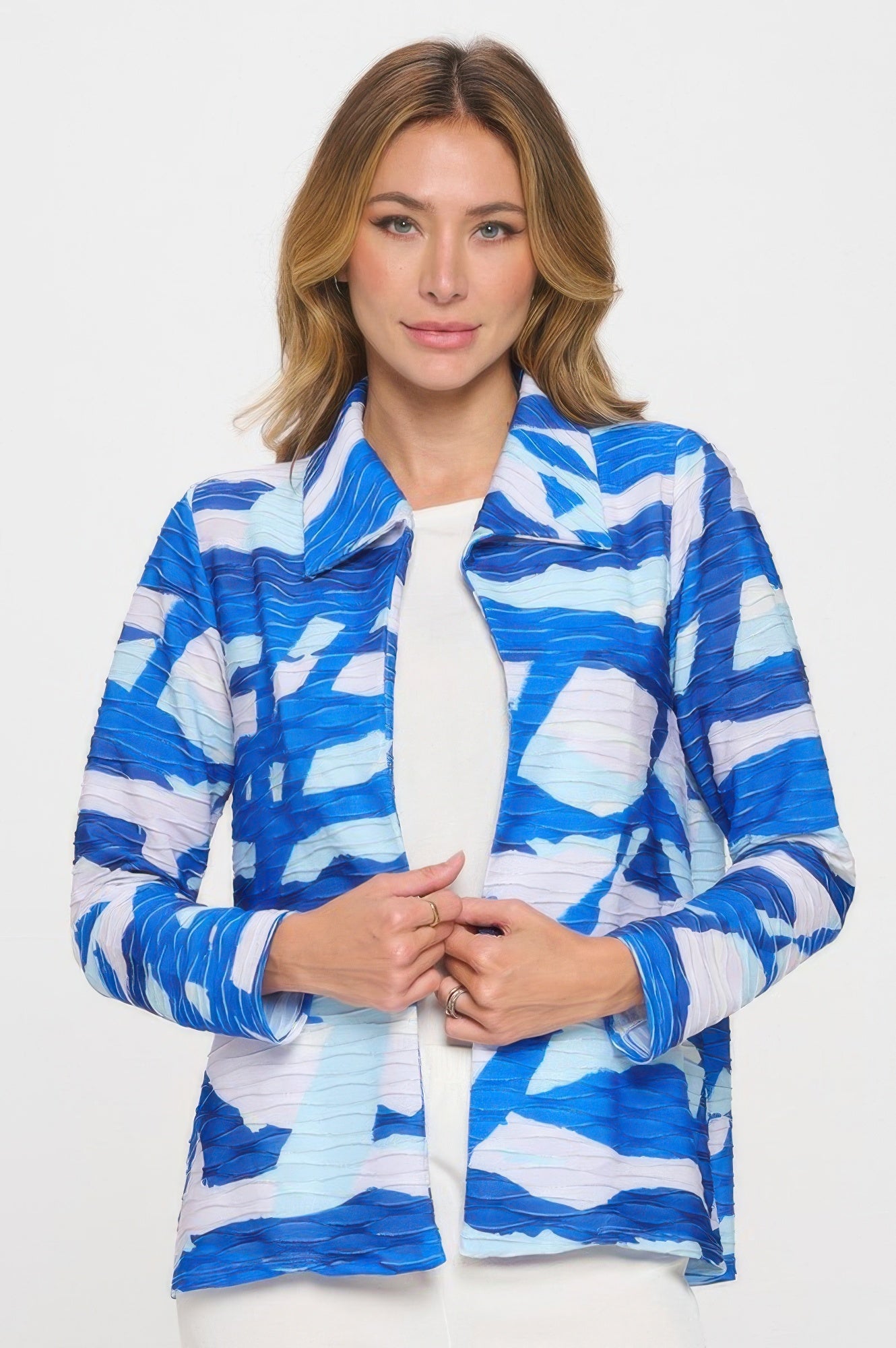 Glitter Wave Digital Print Jacket - DressAffection