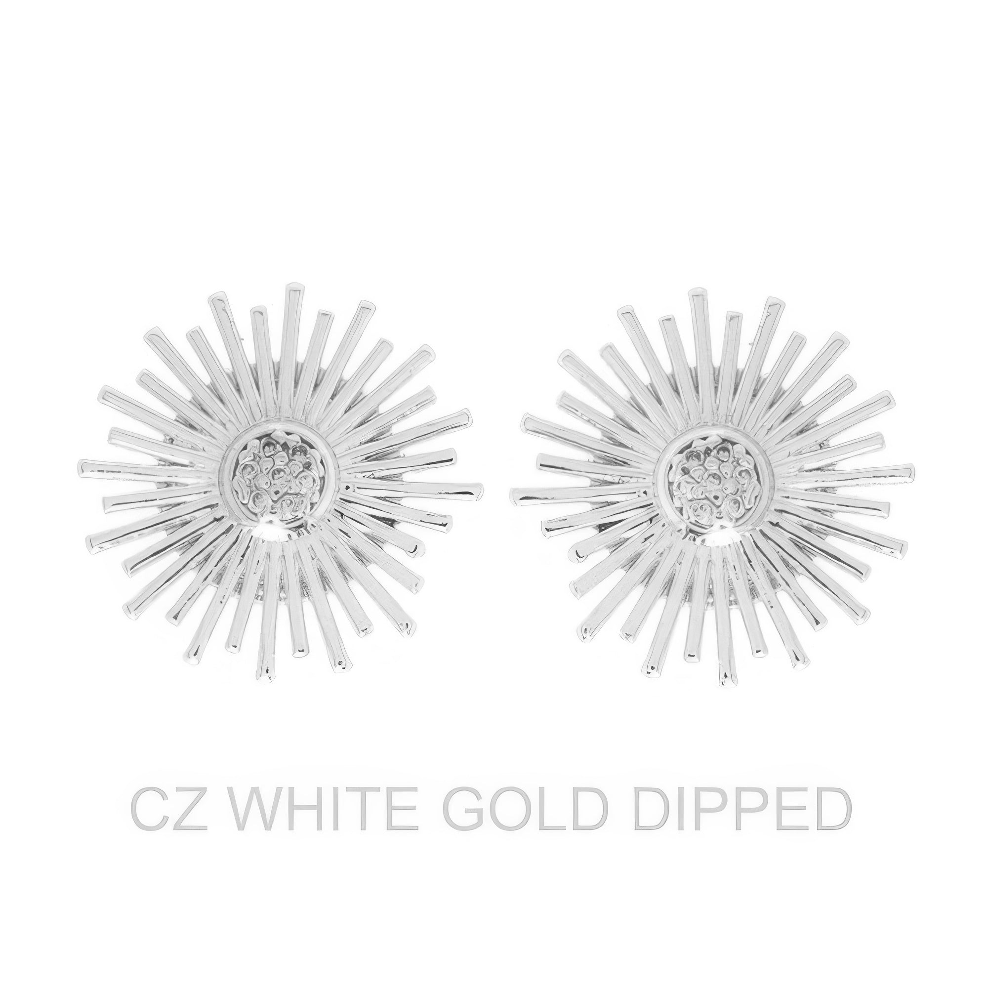 Gold Dipped Cz Shining Sun Drop Earrings - DressAffection