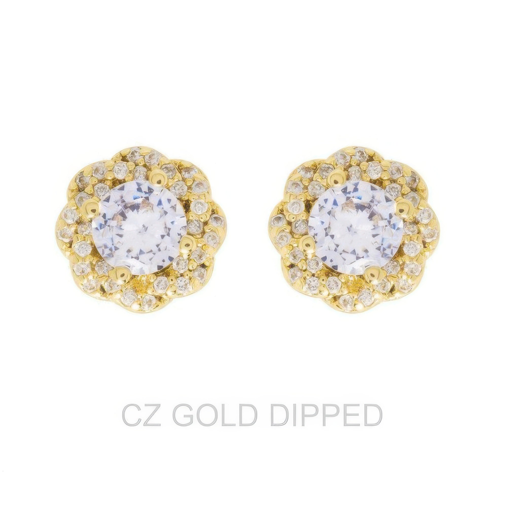 Gold Dipped Cz Twisted Knot Stud Earrings - DressAffection