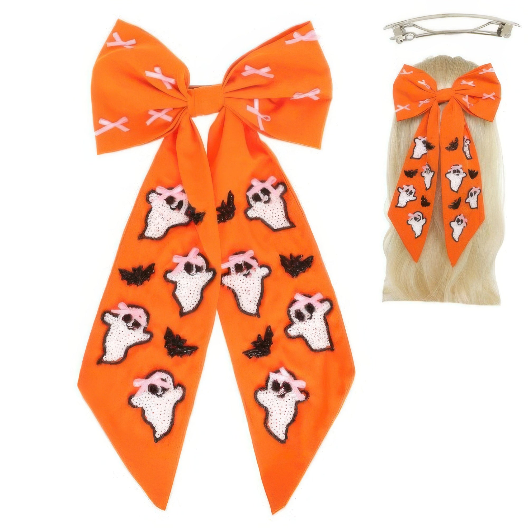 Halloween Theme Ghost Bow Barrette Hair Clip - DressAffection