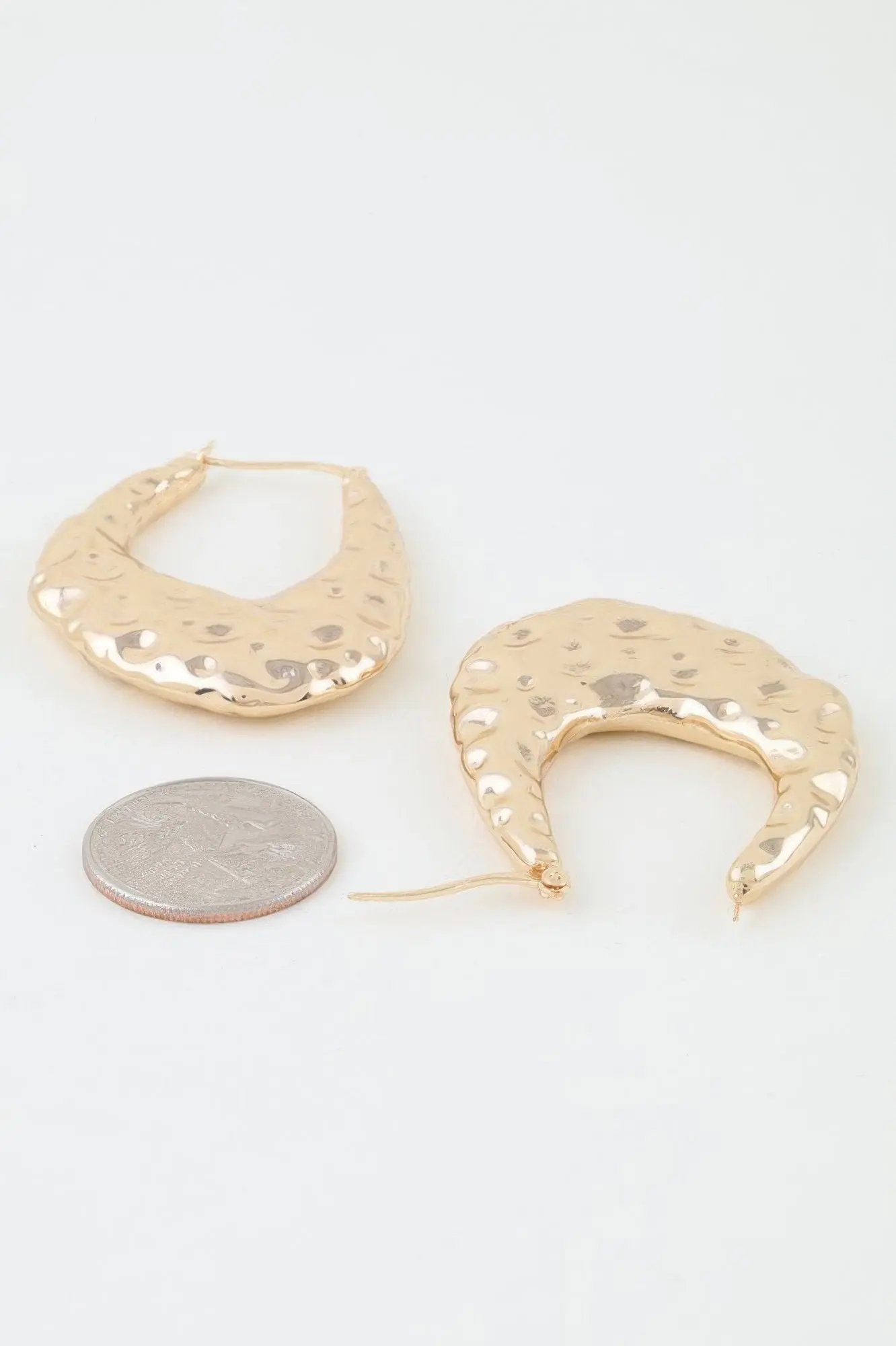 Hammered Moon Hoop Earrings - DressAffection