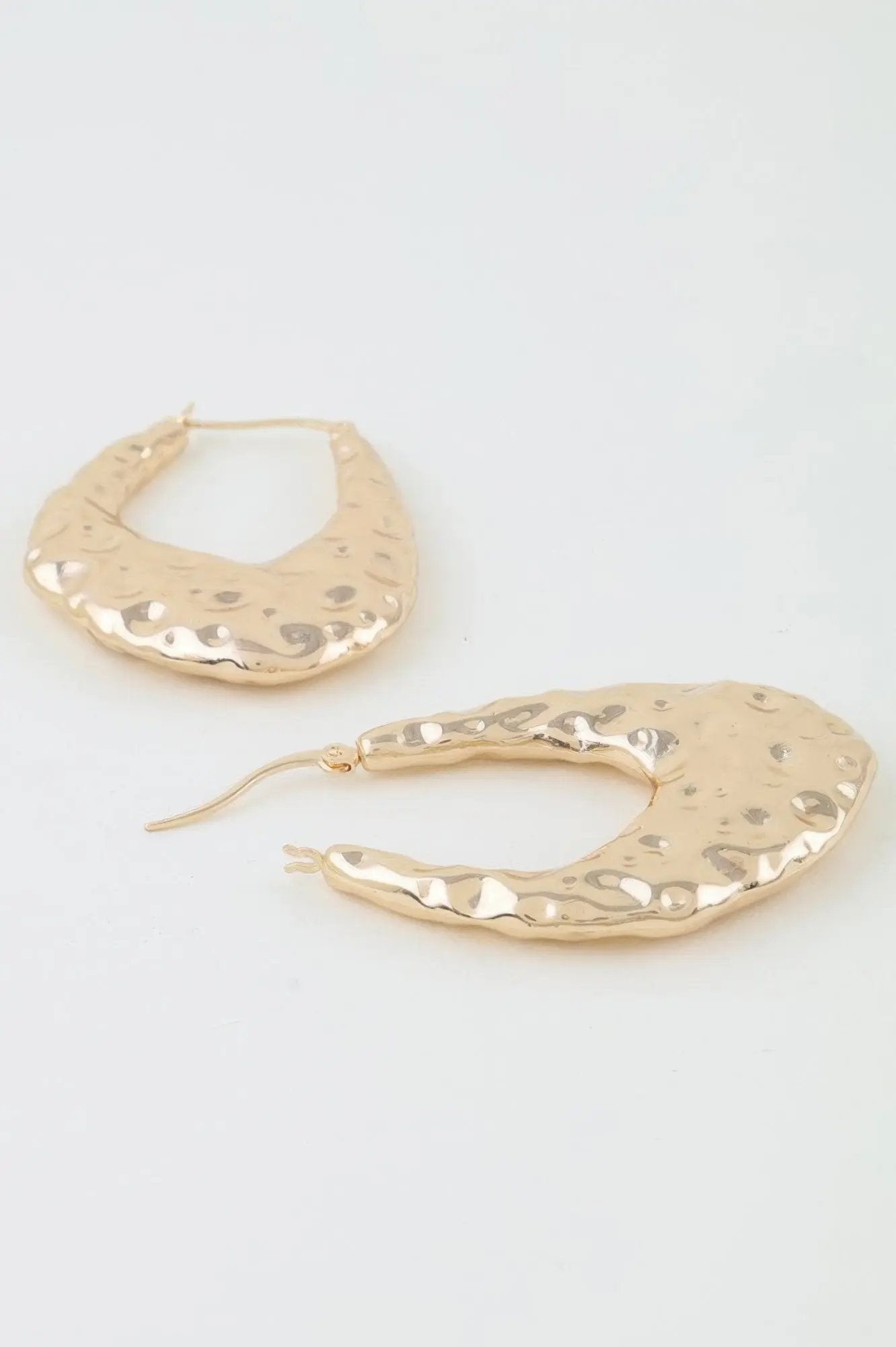 Hammered Moon Hoop Earrings - DressAffection