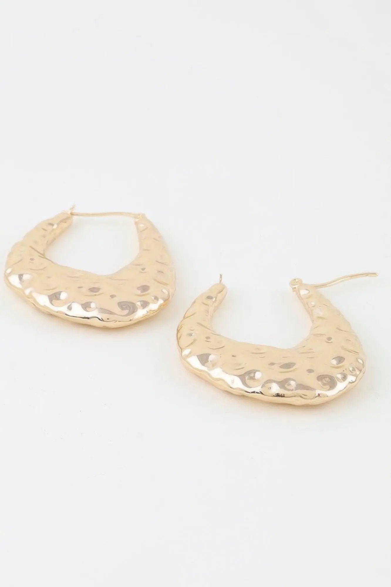 Hammered Moon Hoop Earrings - DressAffection