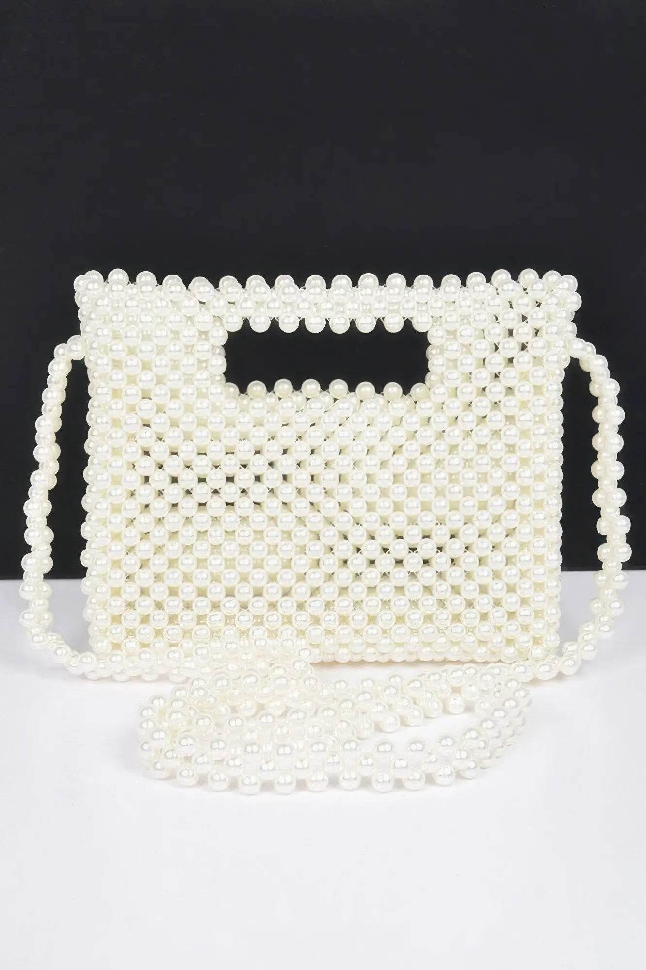 Hand Made Faux Pearl Bead Crossbody Bag - DressAffection