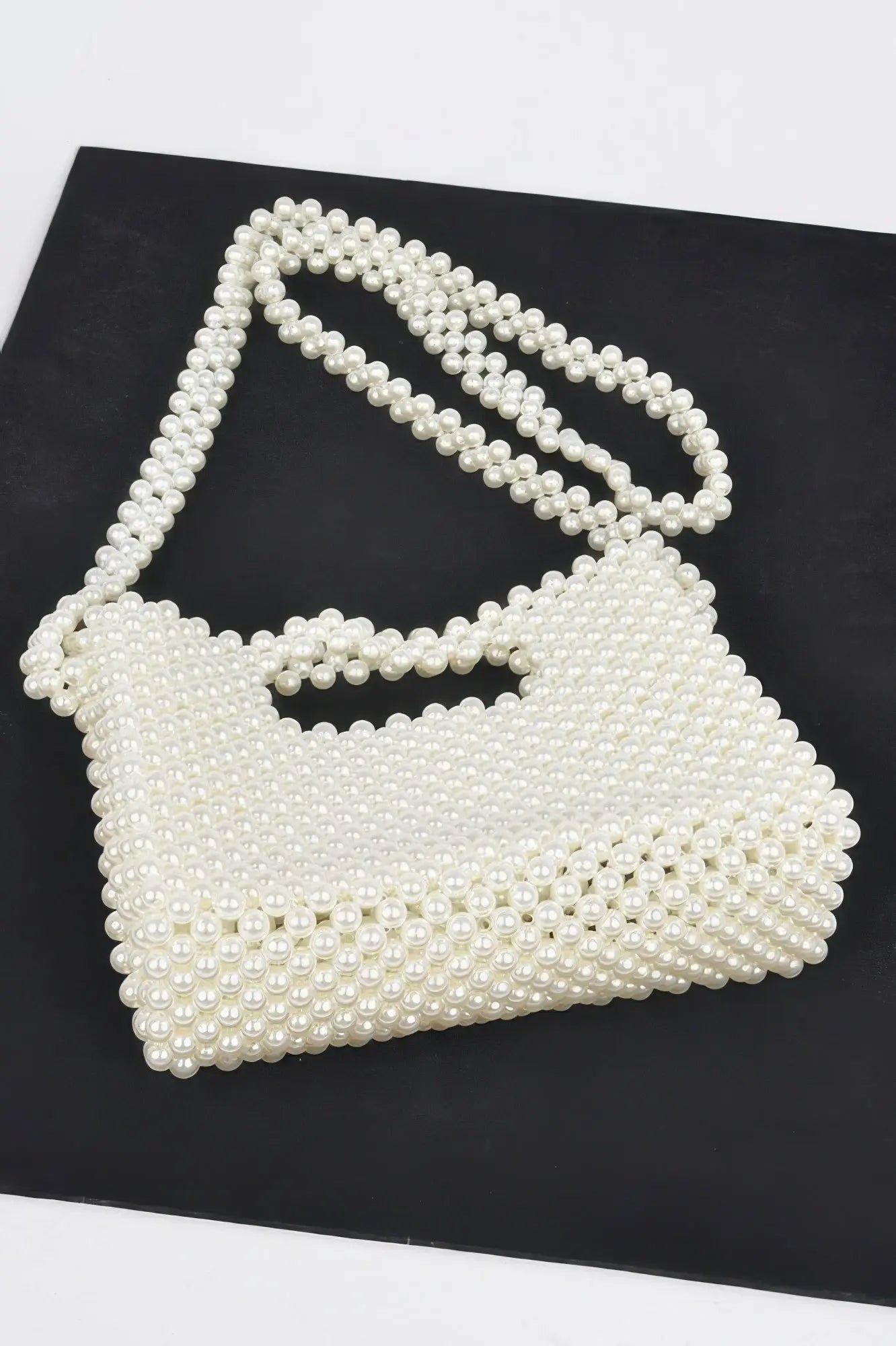 Hand Made Faux Pearl Bead Crossbody Bag - DressAffection