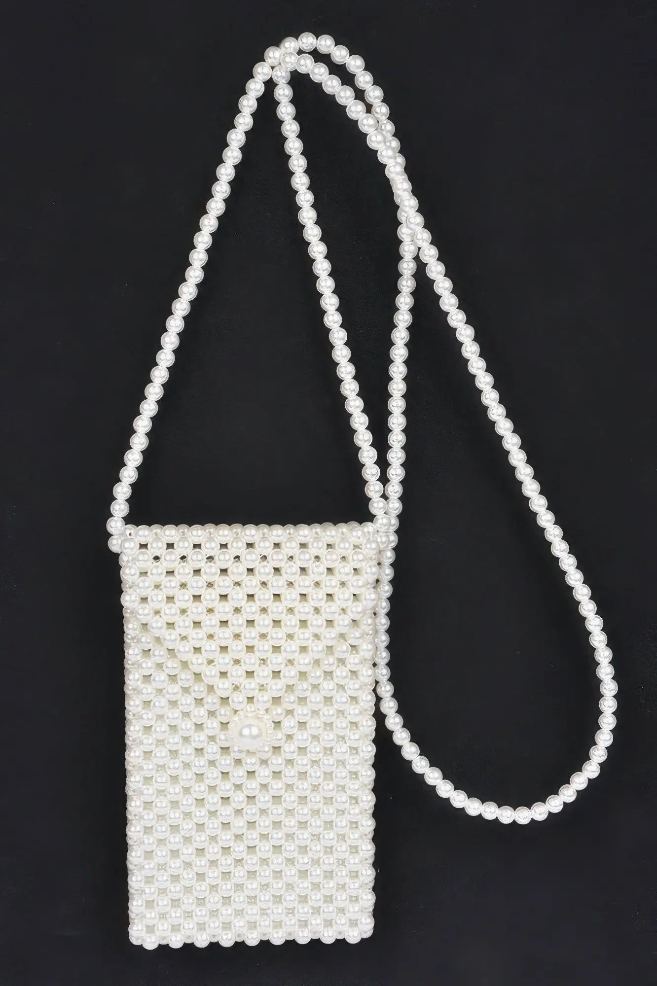 Hand Made Faux Pearl Bead Crossbody Small Bag - DressAffection