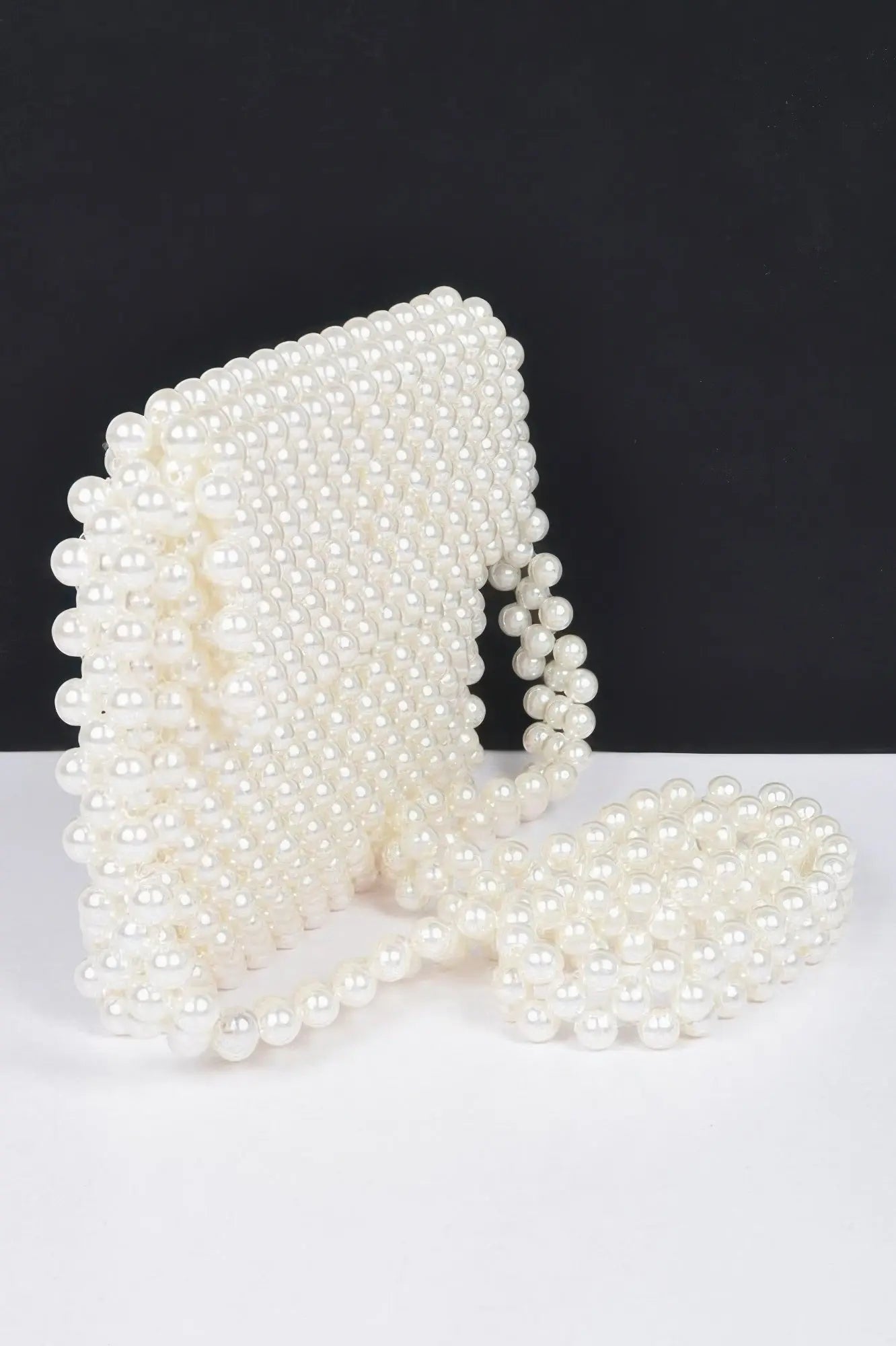 Hand Made Faux Pearl Bead Flap Crossbody Bag - DressAffection