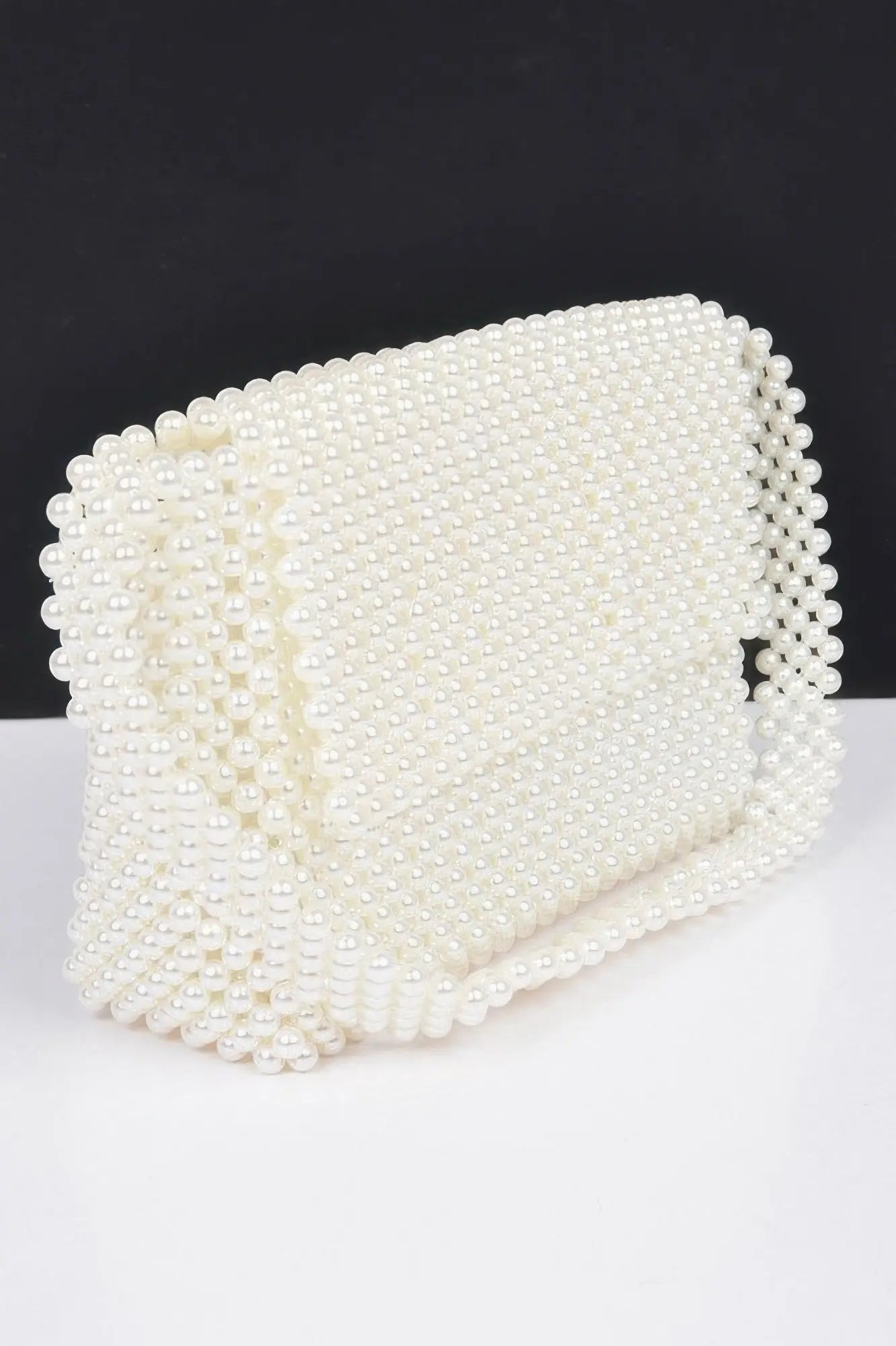 Hand Made Faux Pearl Bead Flap Shoulder Bag - DressAffection