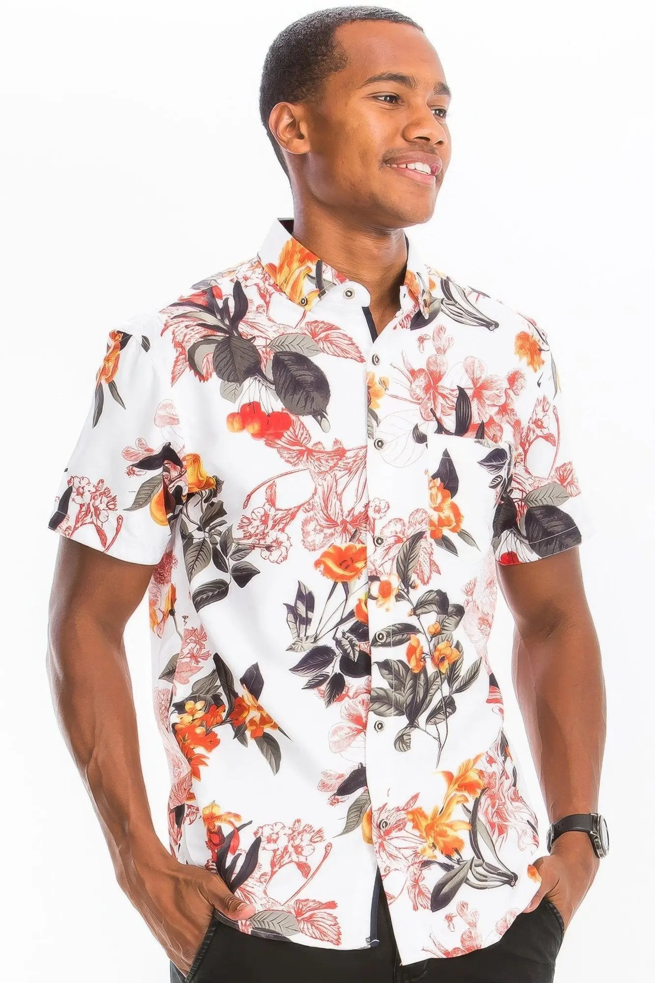Hawaiian Print Button Down Shirt - DressAffection