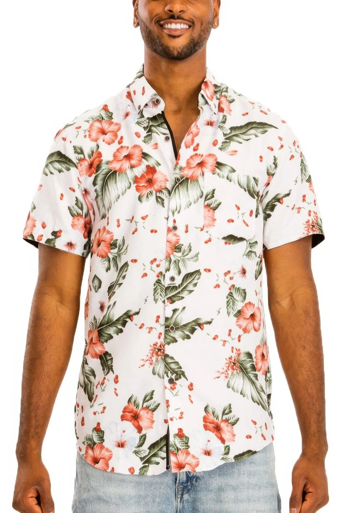 Hawaiian Print Button Down Shirt - DressAffection