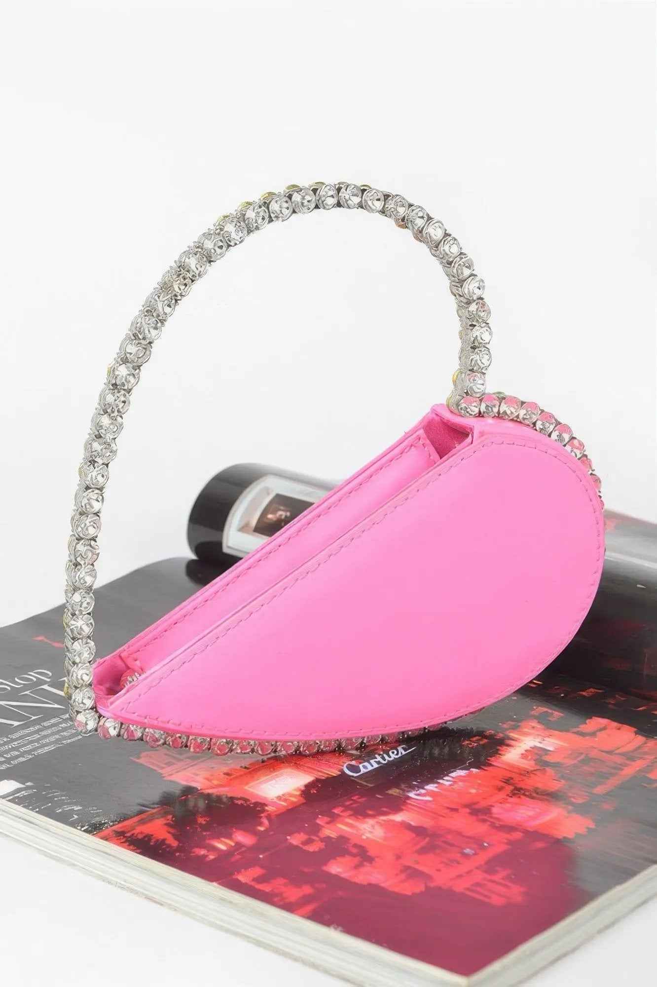 Heart Shape Stone Handle Clutch