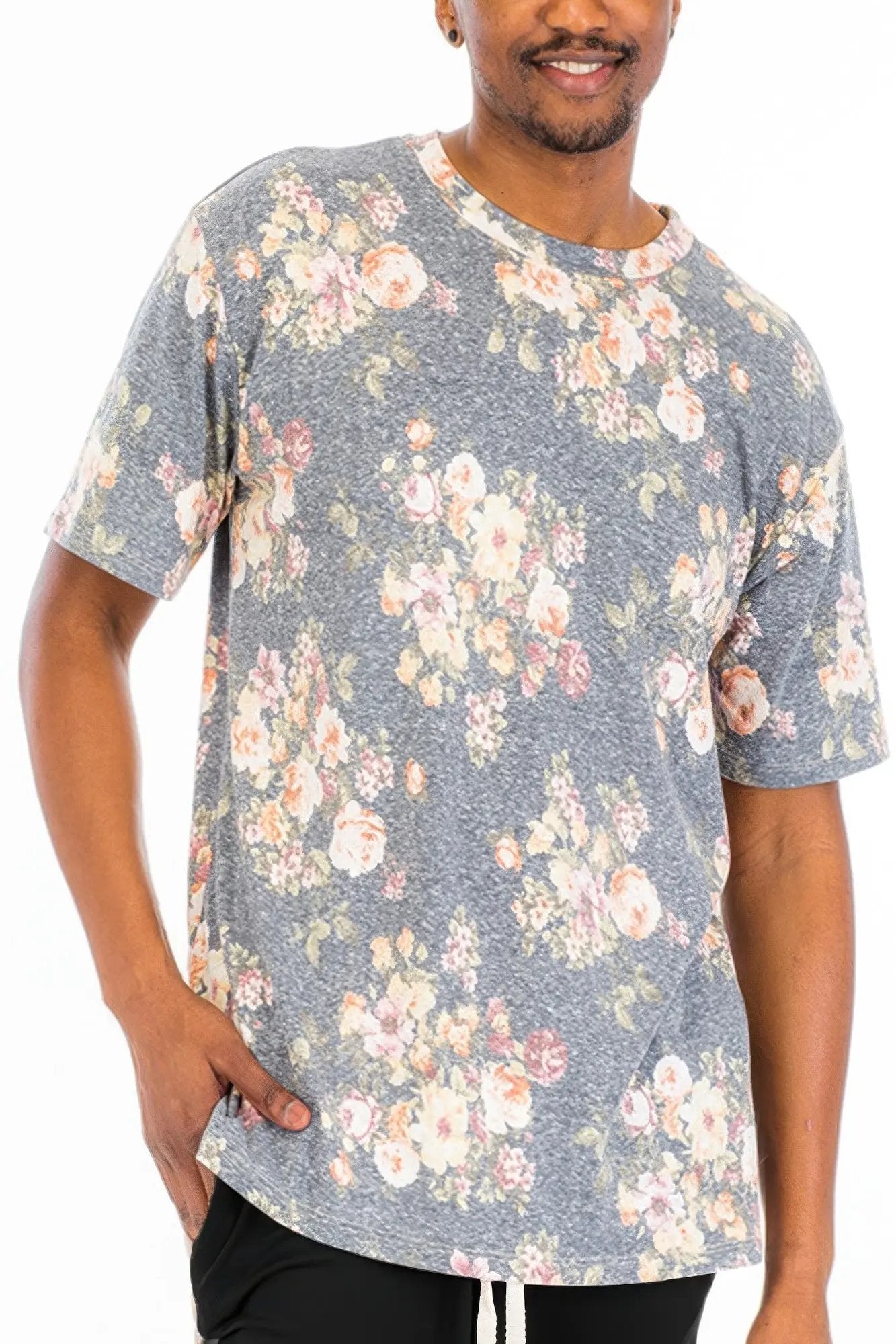 Heathered Floral Tshirt - DressAffection