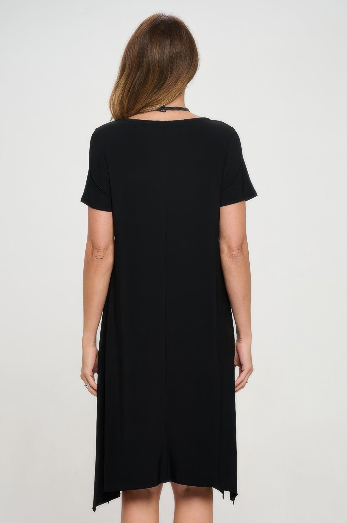Hit Boat Neck Shark Bite Hem Dress - DressAffection