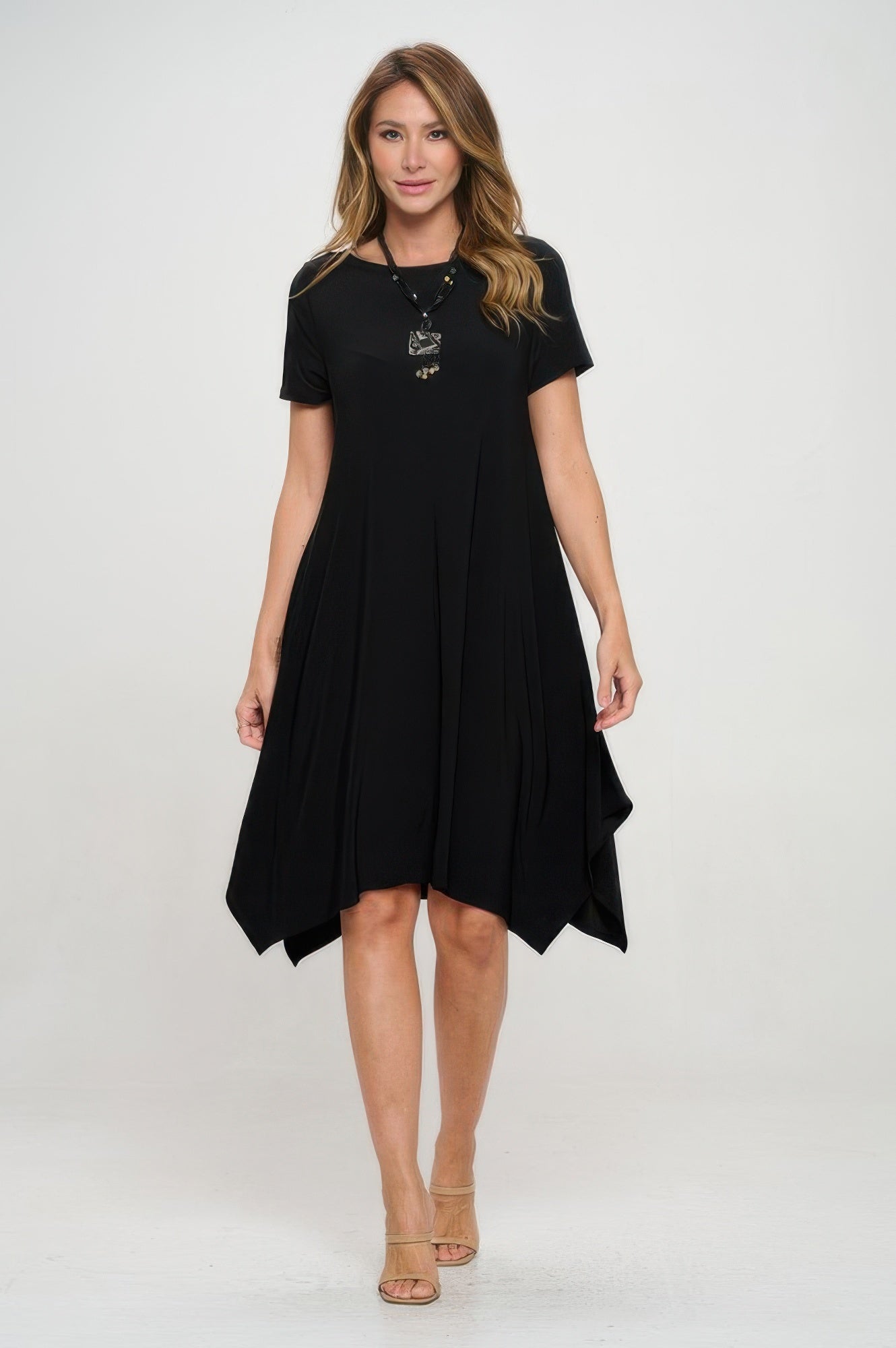 Hit Boat Neck Shark Bite Hem Dress - DressAffection