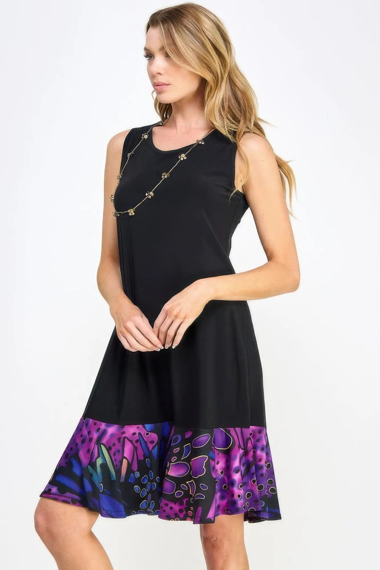 Hit Contrast Print Tank Dress - DressAffection