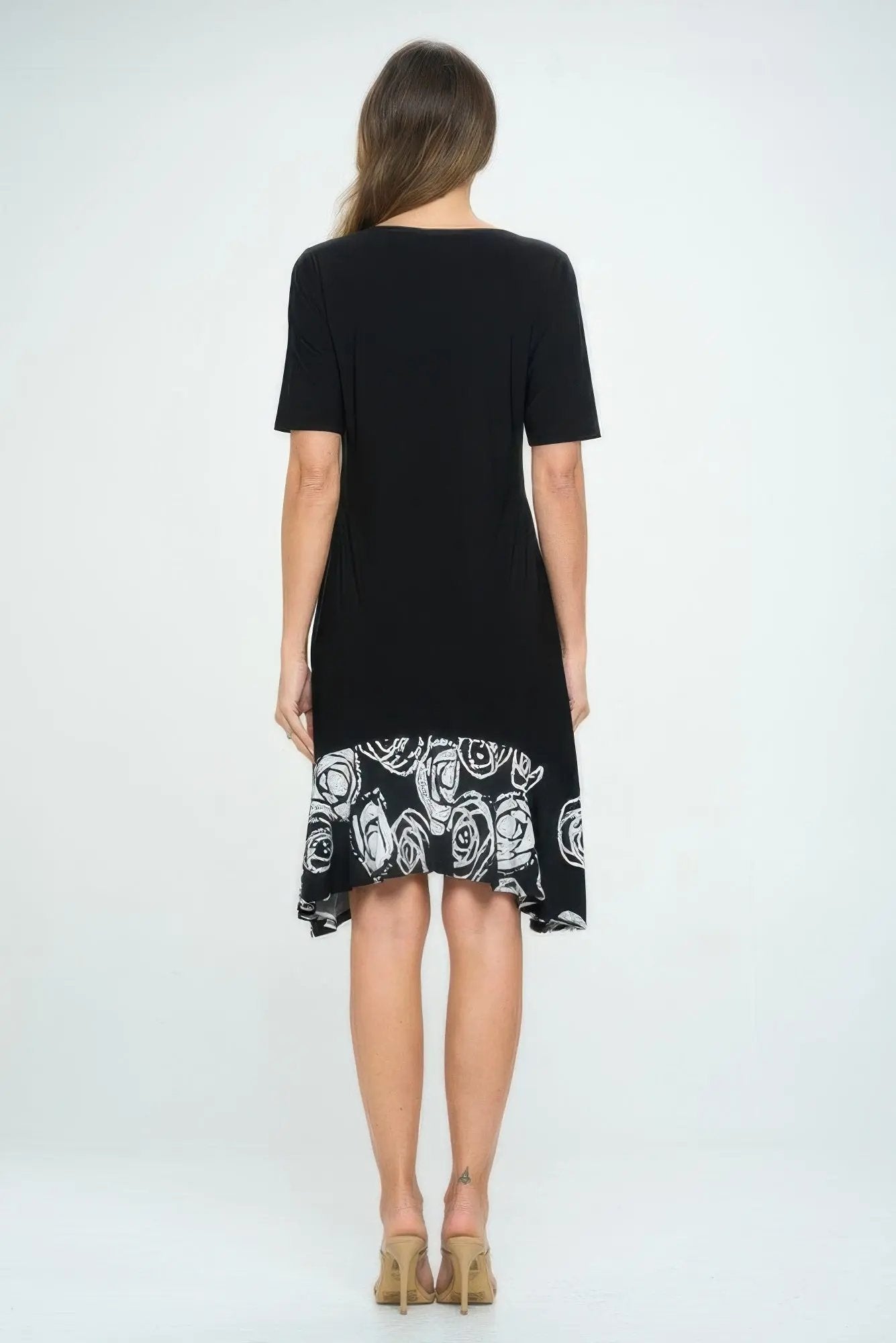 Hit Half Sleeve Contrast Dress - DressAffection