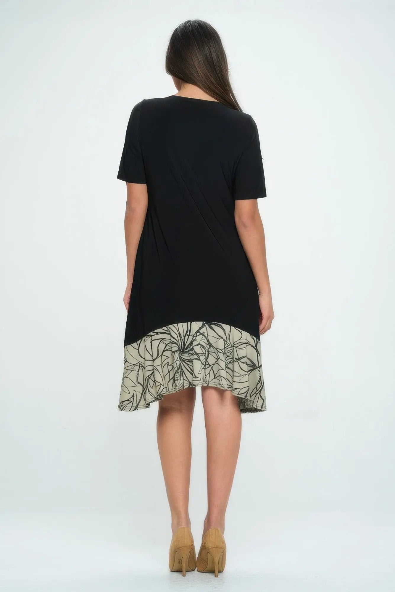 Hit Half Sleeve Contrast Dress - DressAffection